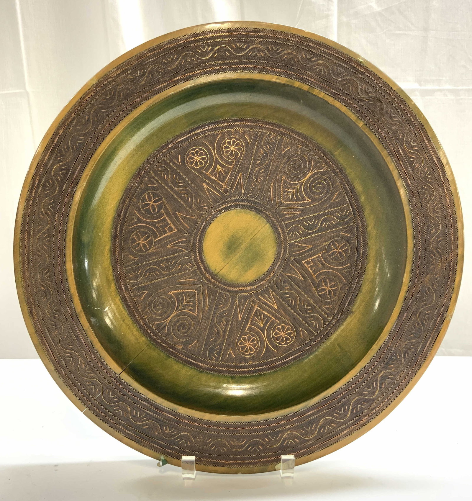 Wooden Wall Plate W Metal Inlay Detail POLAND (1 of 7)