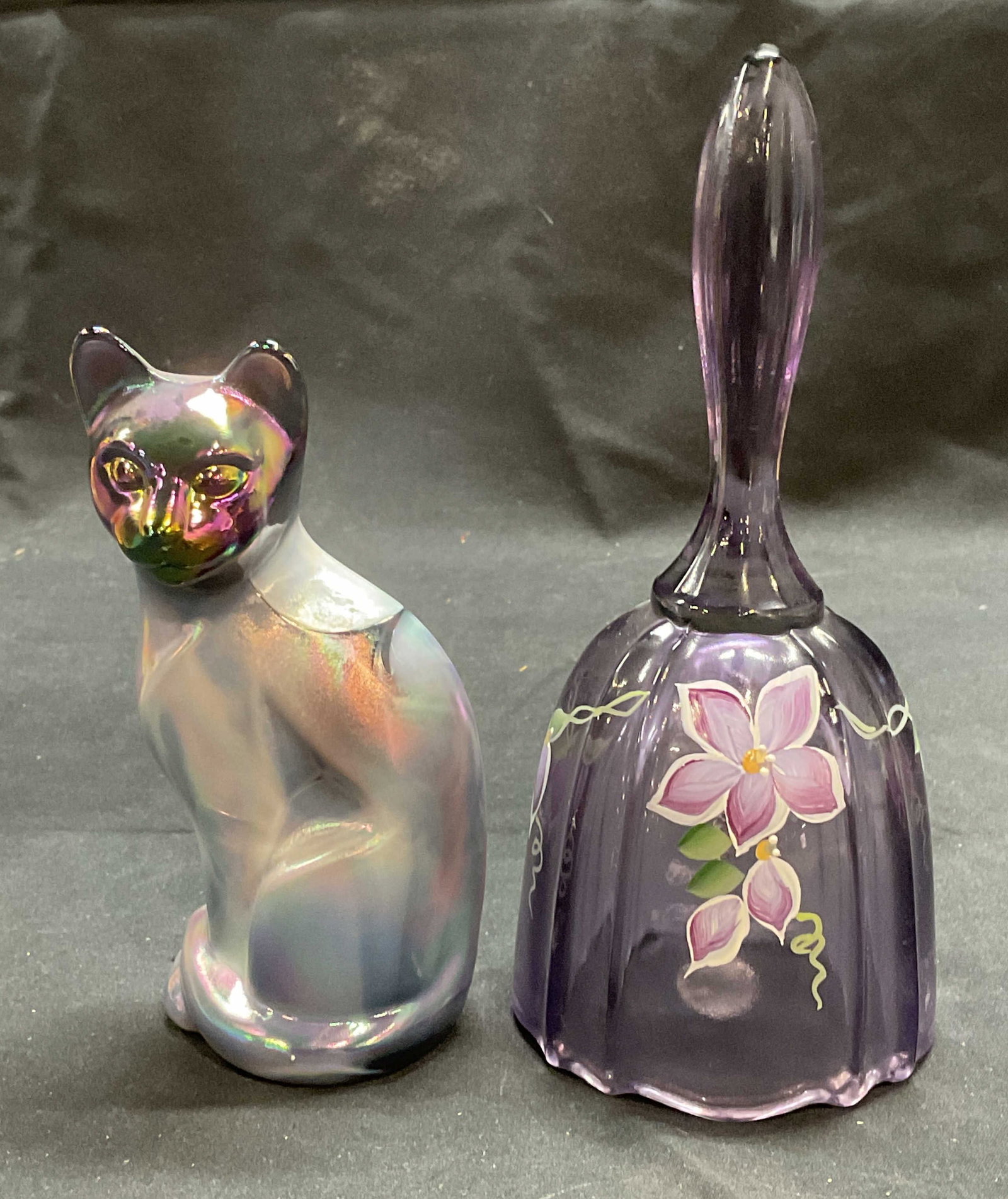 Fenton Amethyst Glass Cat & Bell Figurals (1 of 9)