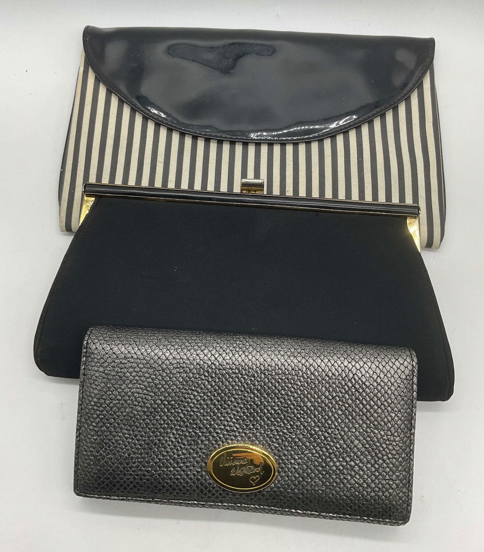 Lot 3 Black, White & Grey Clutch Bags & Wallet (1 of 12)