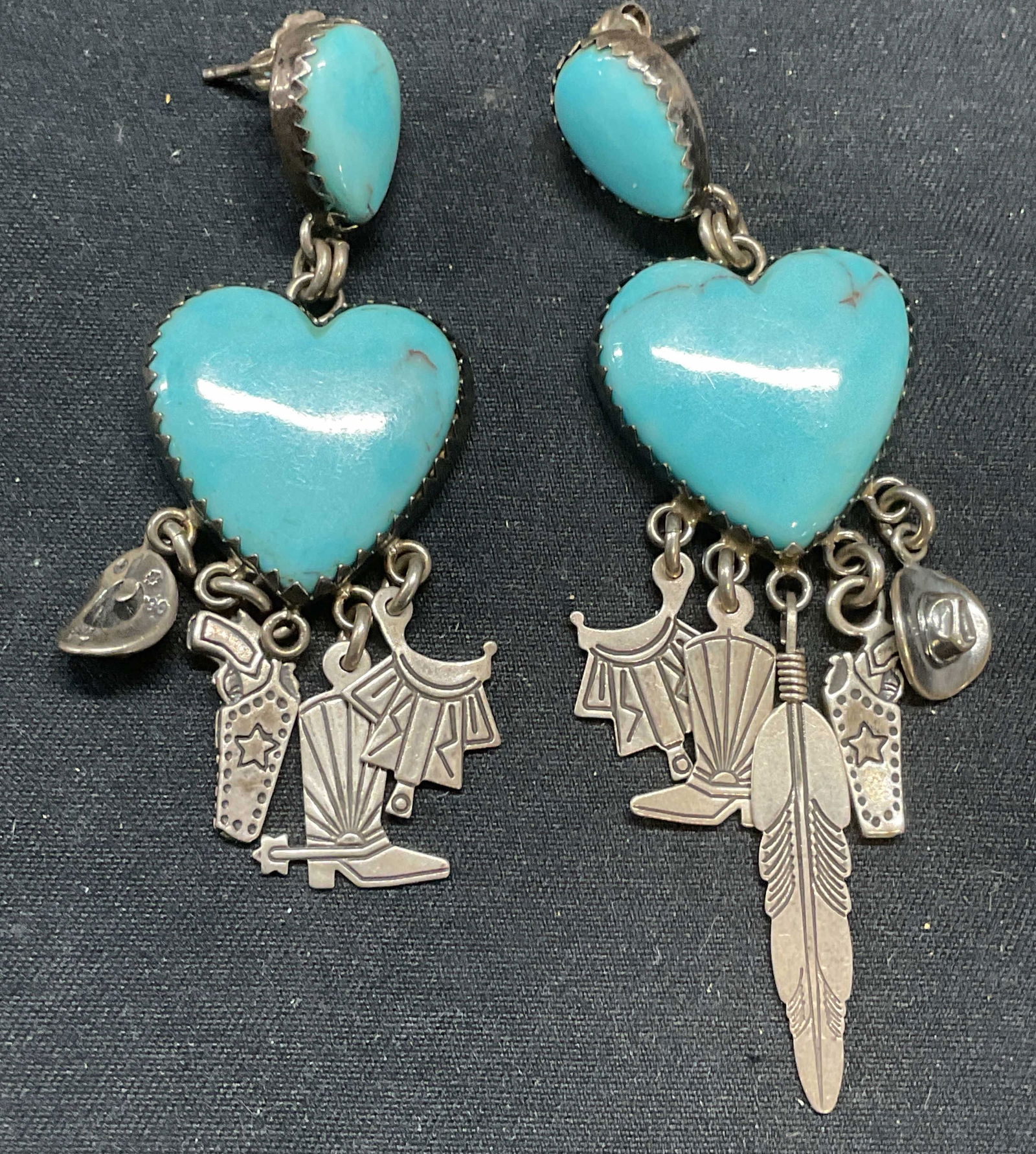 QT Sterling Silver Turquoise Cabochon Earrings (1 of 6)