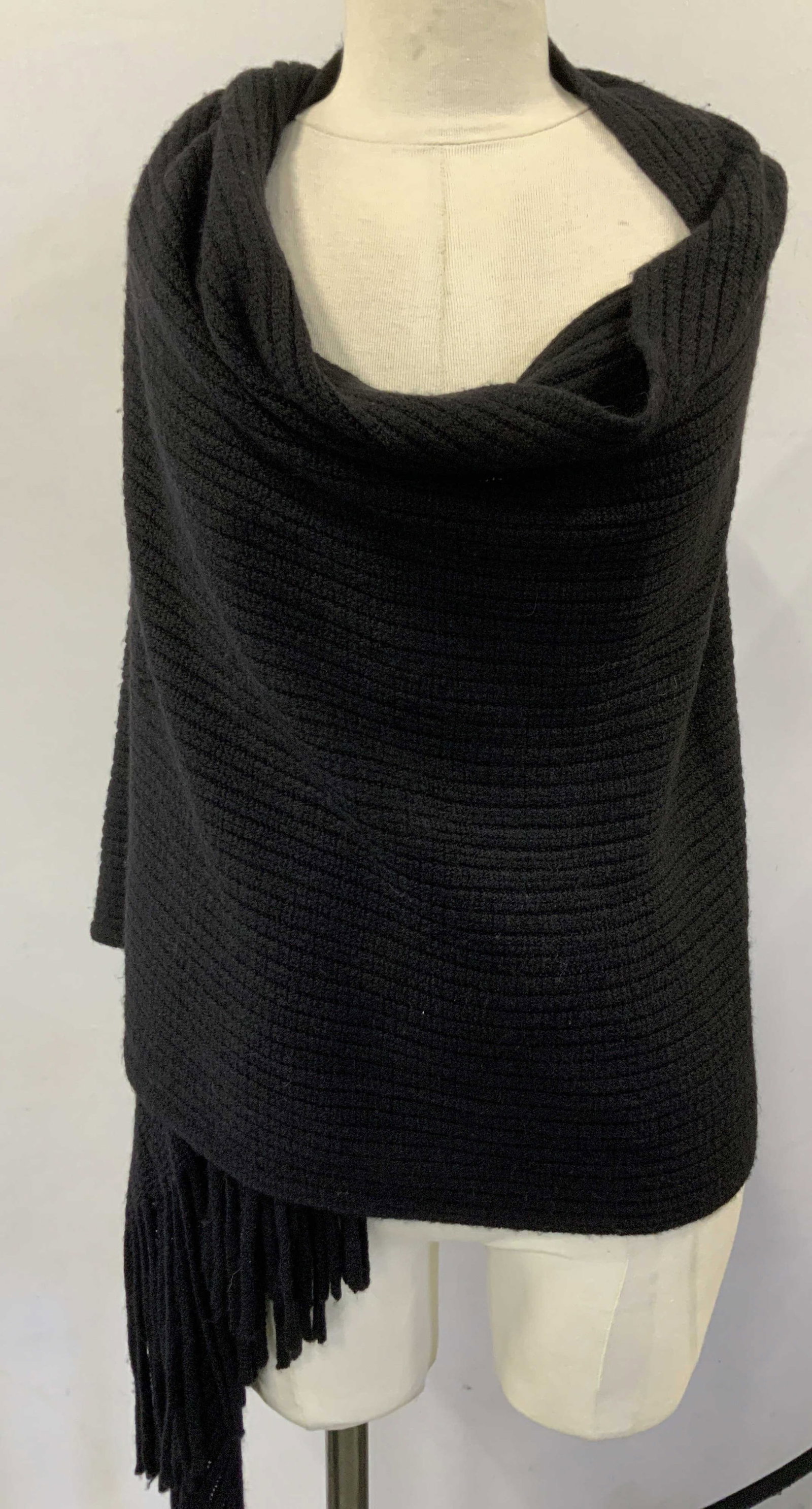 Soft Knit Black Tassel Wrap (1 of 6)