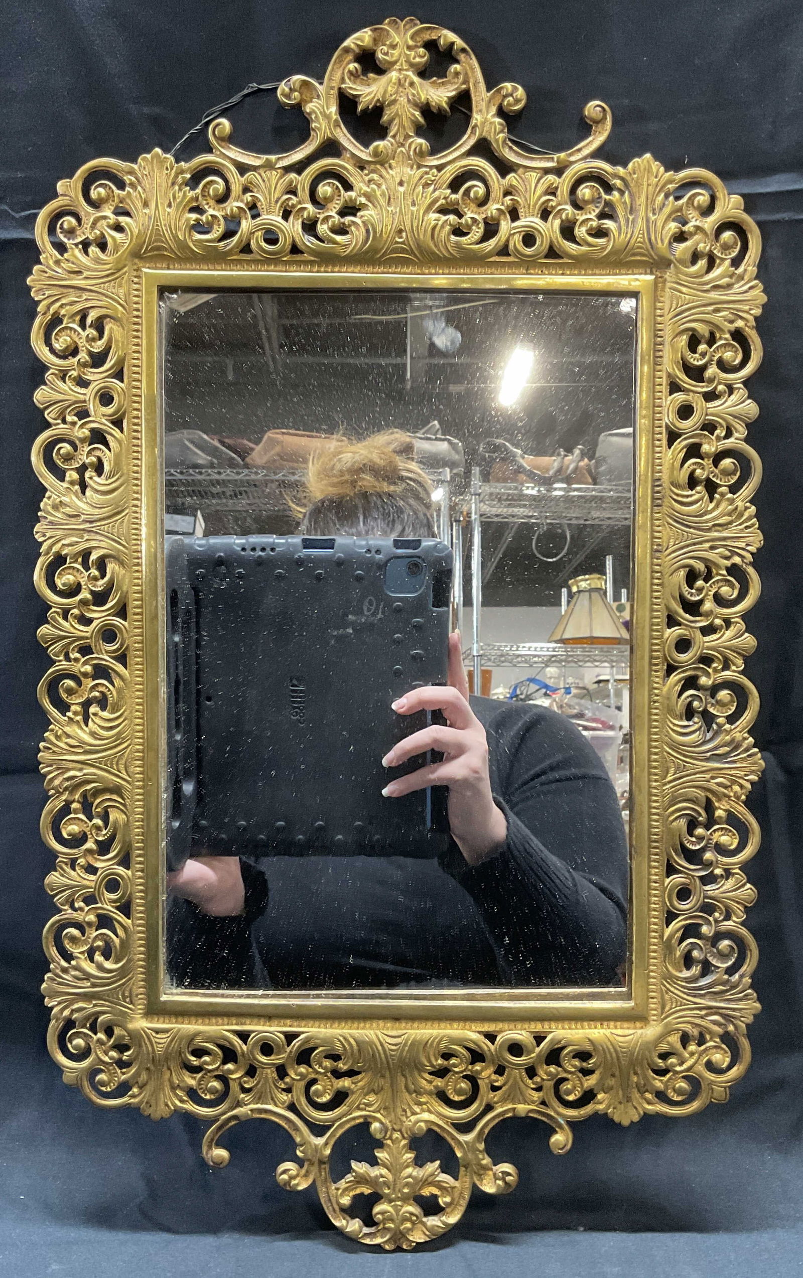 Vintage Gilt Metal Pierced Scroll Wall Mirror (1 of 7)