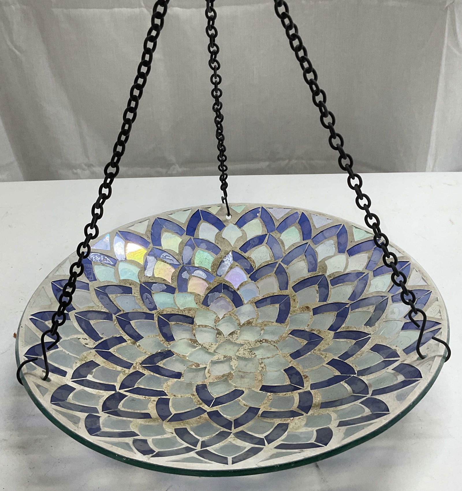 Iridescent Blue Glass Mosaic Hanging Bowl (1 of 7)