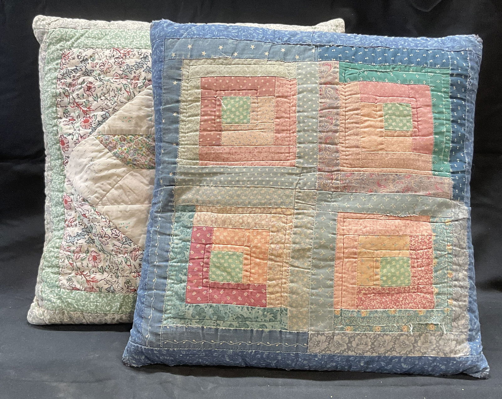 Lot 2 Blue Patchwork Quilt Pillows (1 of 8)