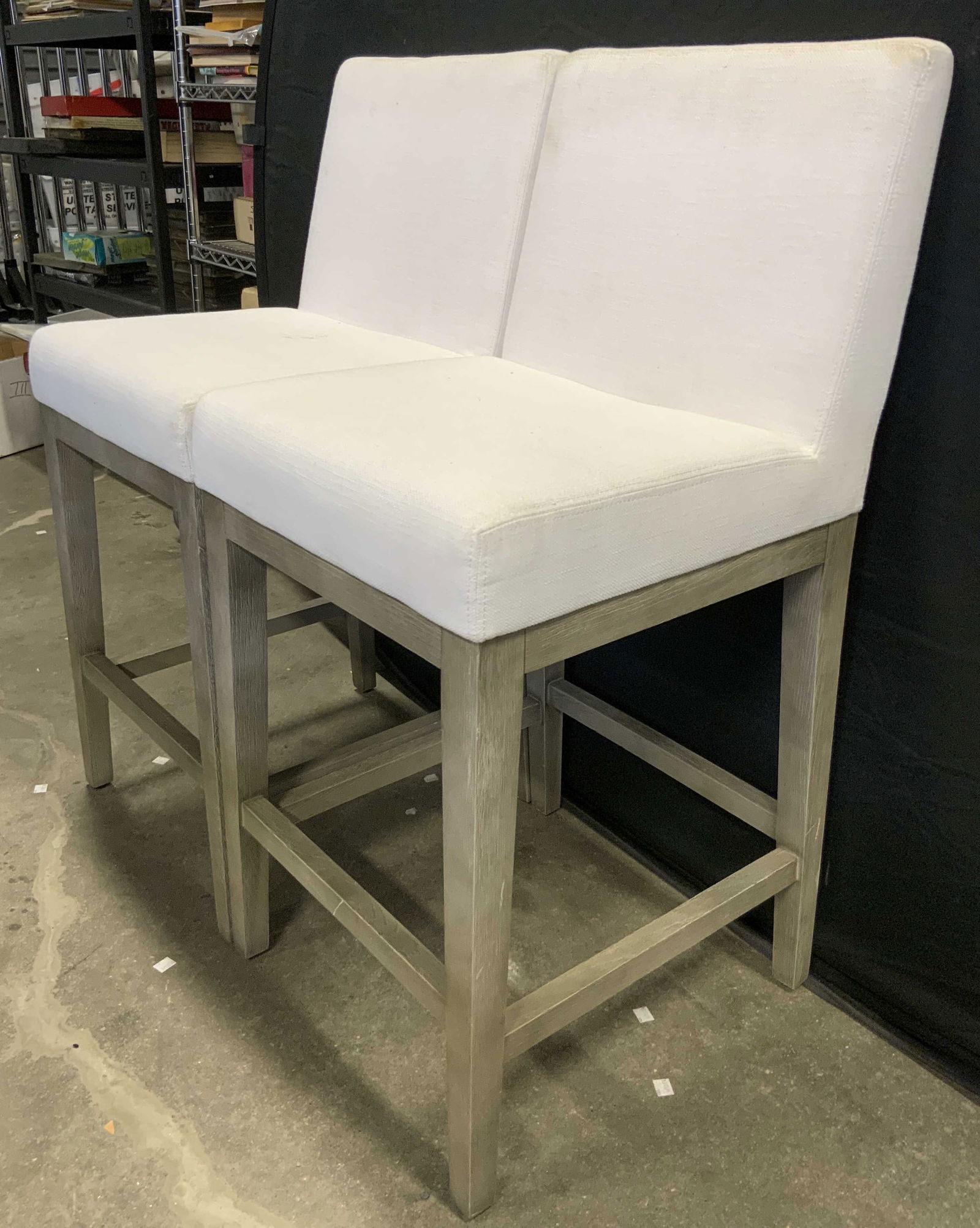 Pr Restoration Hardware Upholstered Counter Chairs (1 of 9)