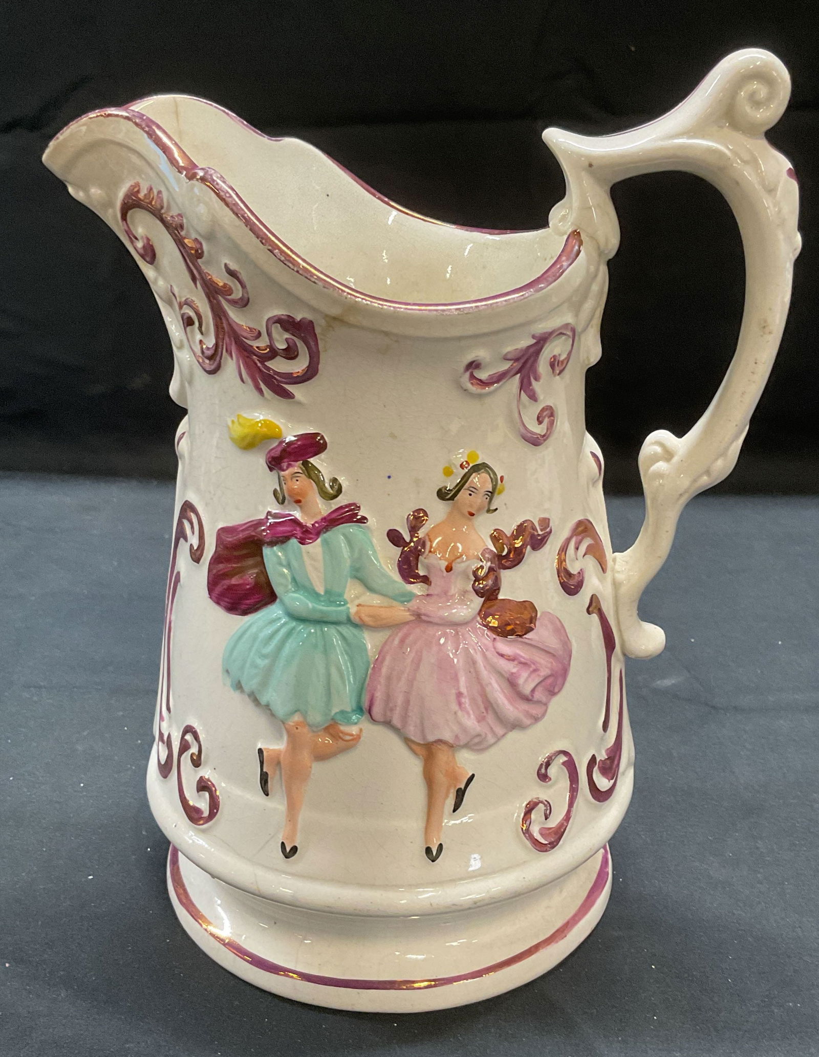 Antique Ceramic Lusterware Figural Pitcher (1 of 6)