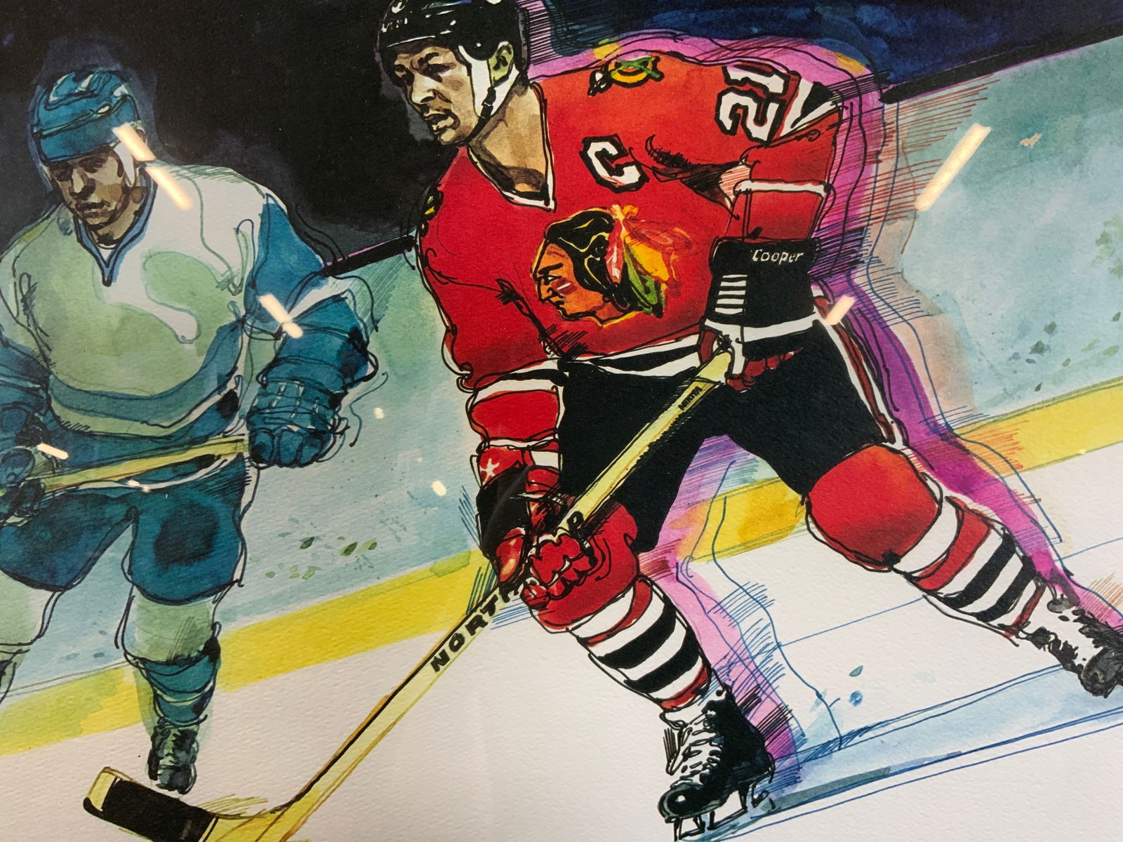Framed Stan Mikita Chicago Black Hawks Lithograph (1 of 9)
