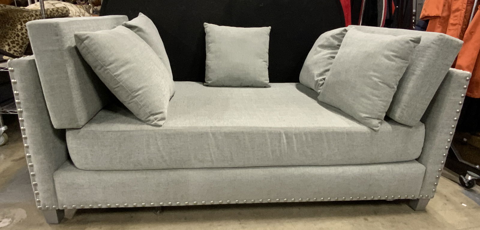 Gray Upholstered Daybed Sofa W/ Throw Pillows (1 of 11)