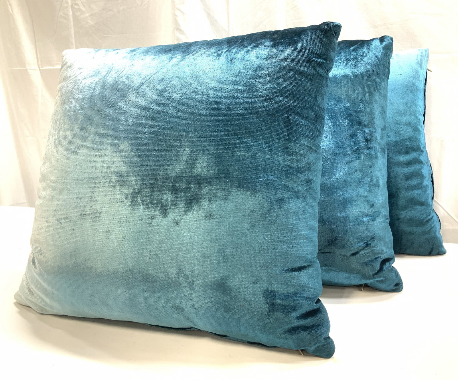 Set 3 Custom Teal Silk Velvet Euro Pillows (1 of 7)