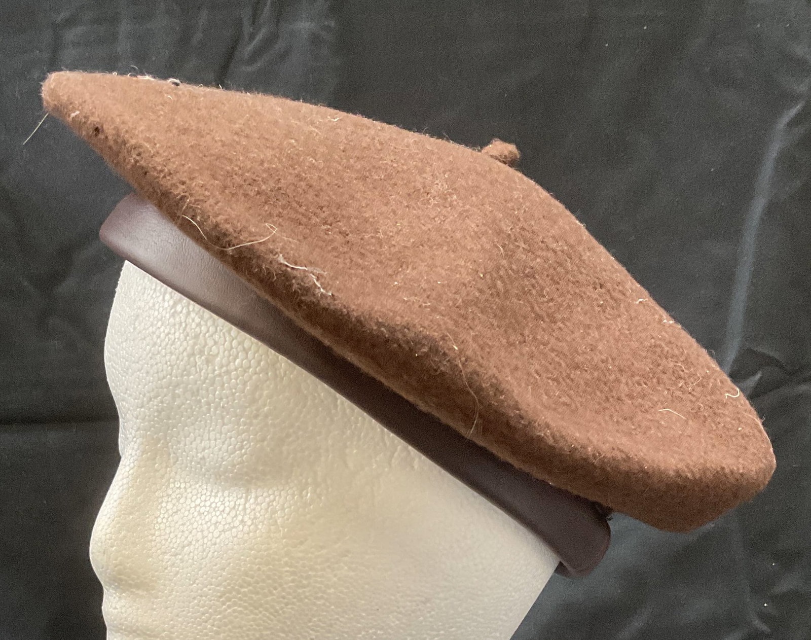 Brown Felted Wool Beret Hat (1 of 6)