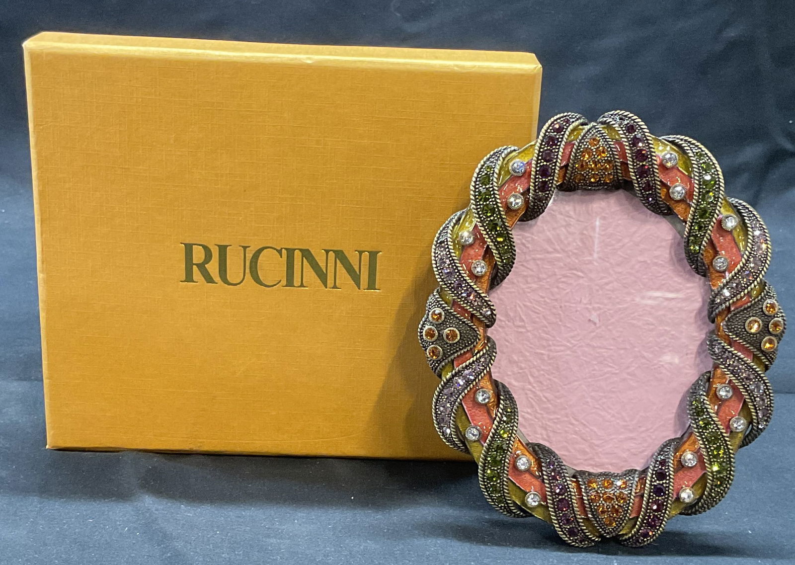 Rucinni Enameled Crystal Oval Picture Frame NIB (1 of 7)