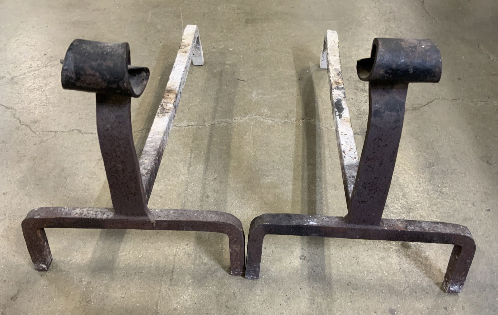 Pair Vintage Hand Wrought Iron Andirons (1 of 9)