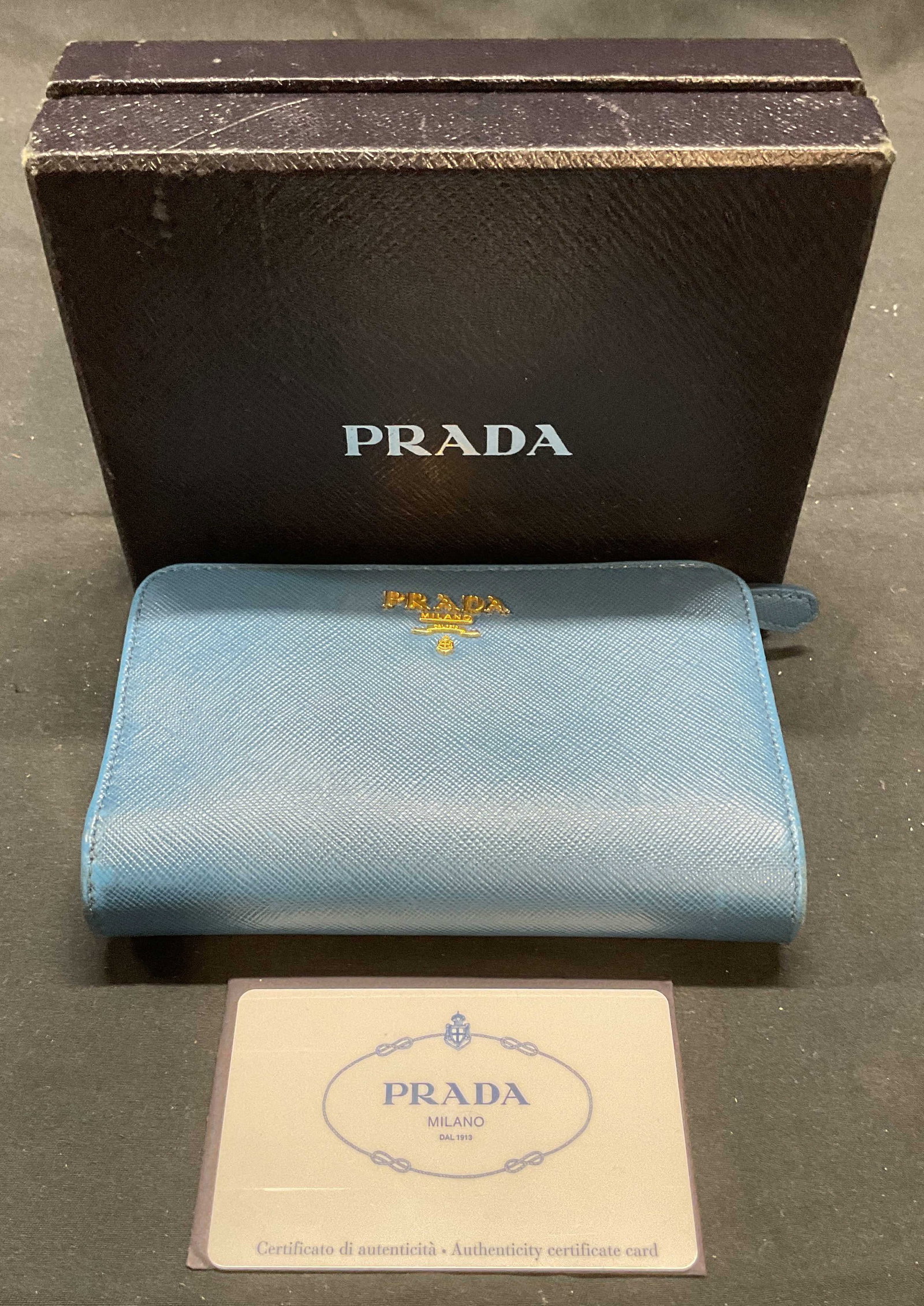 Prada Cobalto Blue Saffiano Leather Wallet COA (1 of 7)