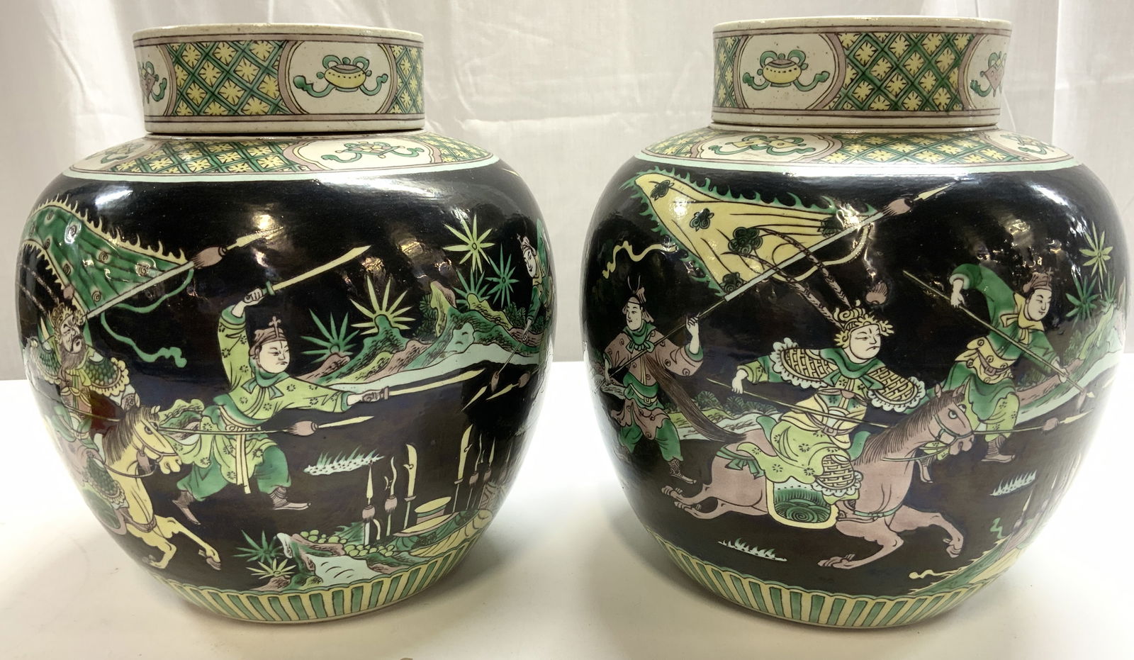 Signed Antique Asian Porcelain Ginger Jars W Lids (1 of 13)