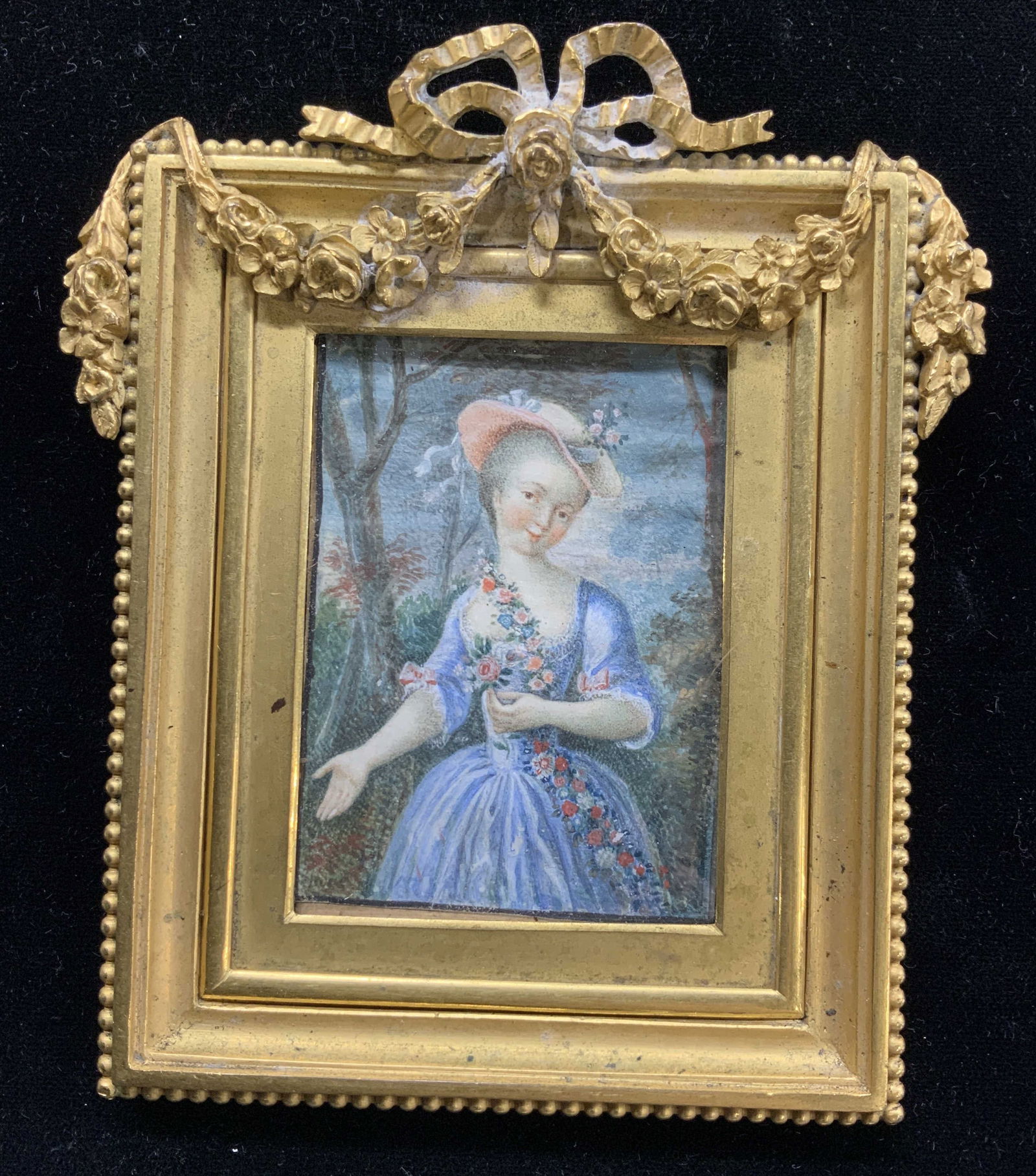 Gilt Metal Framed Portrait of French Lady (1 of 6)