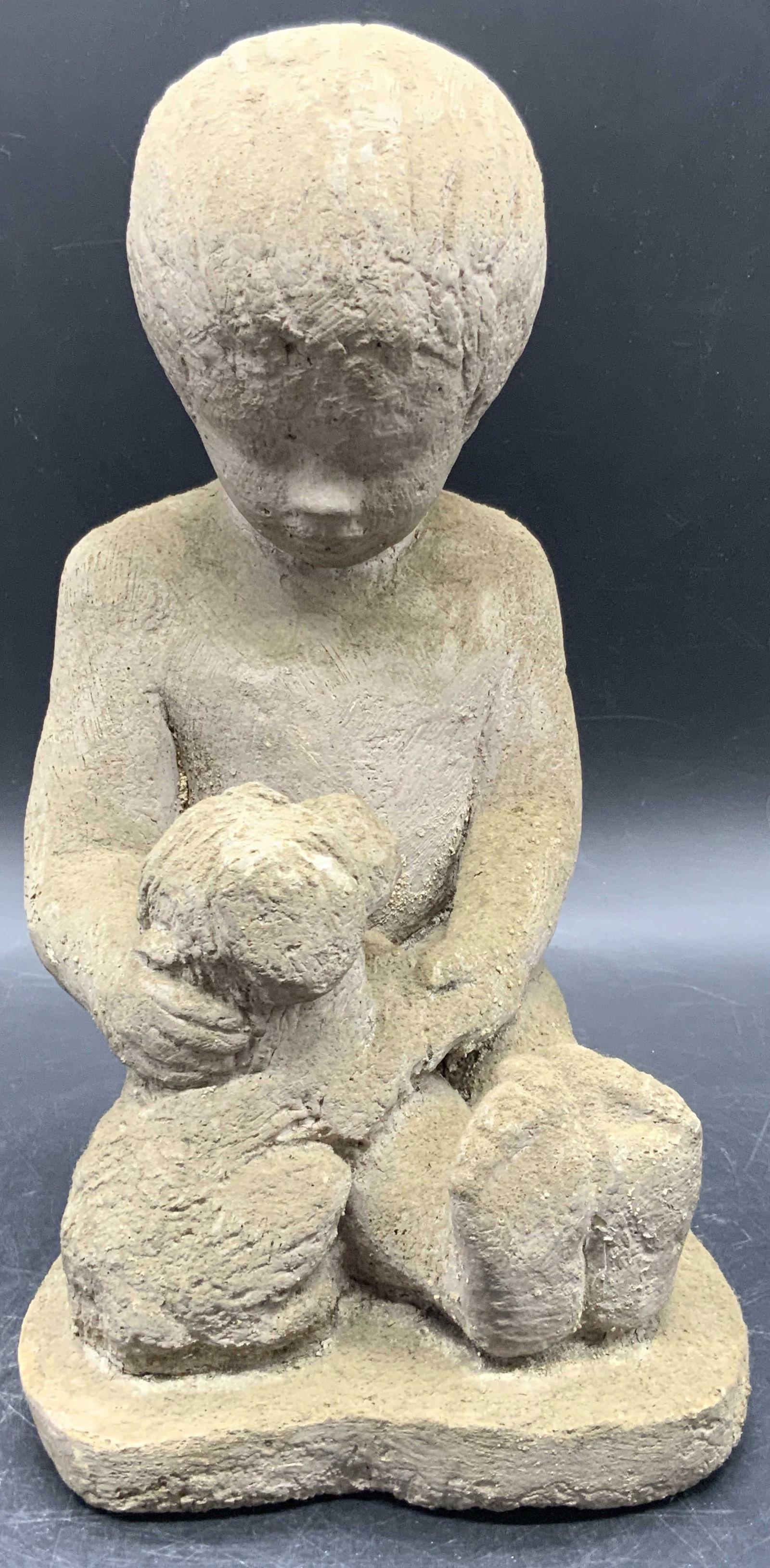 Vintage Handmade Boy Holding Dog Statue (1 of 8)