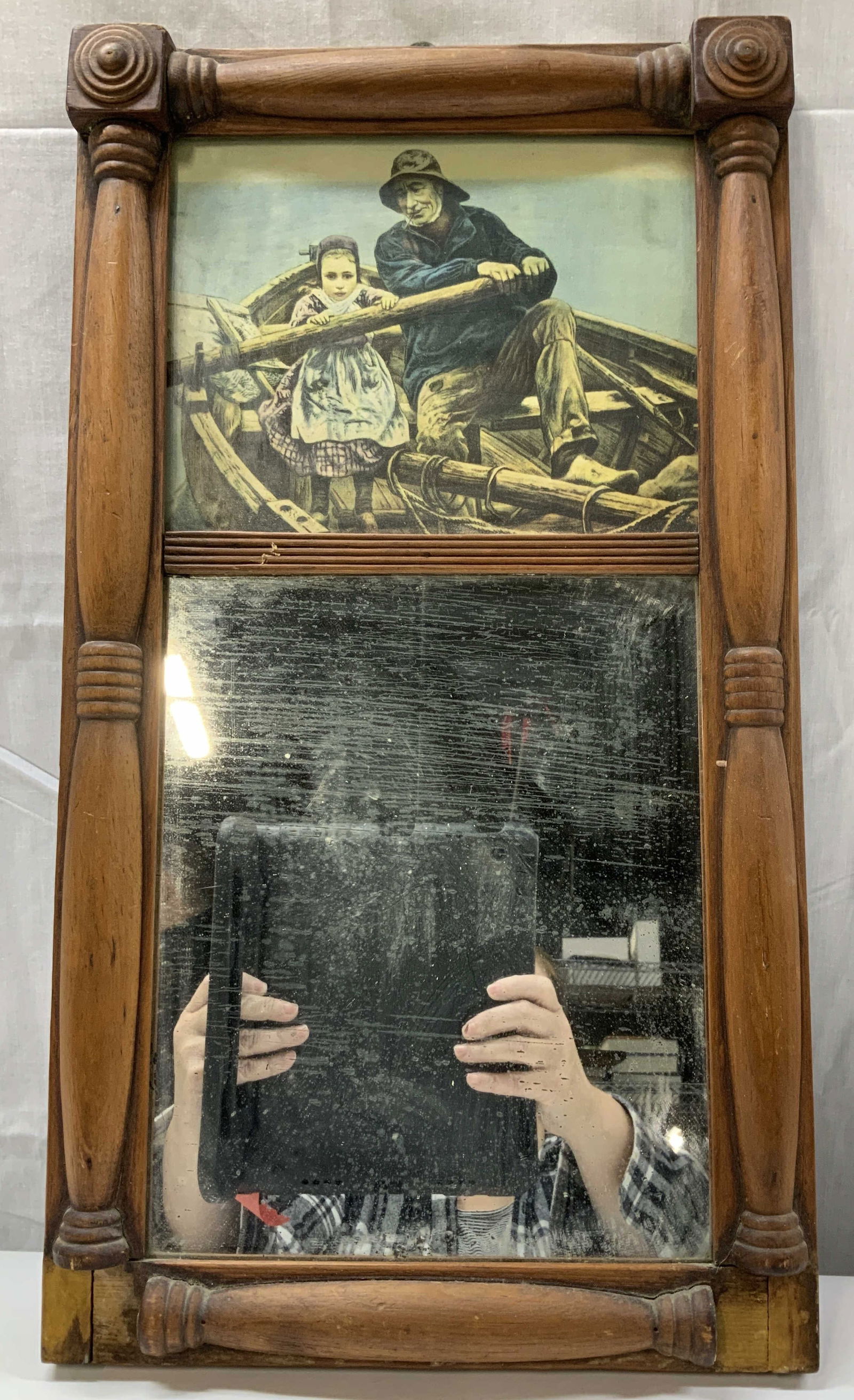 Maritime Motif Wooden Mirror, Antique (1 of 6)