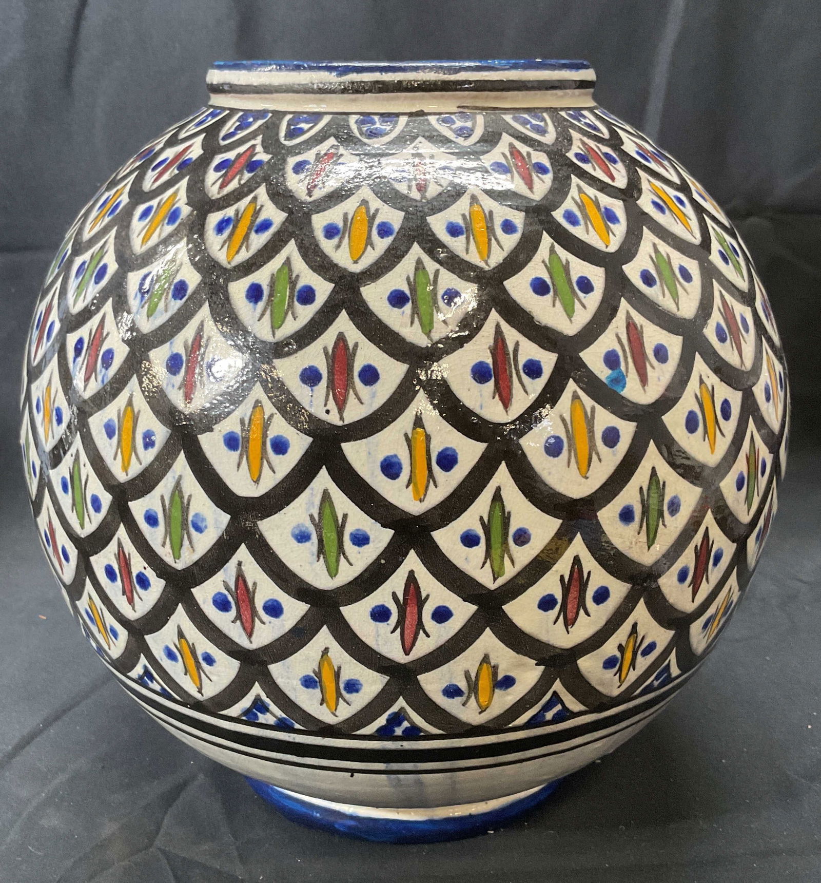 Signed Hand Painted Round Ceramic Vase (1 of 6)