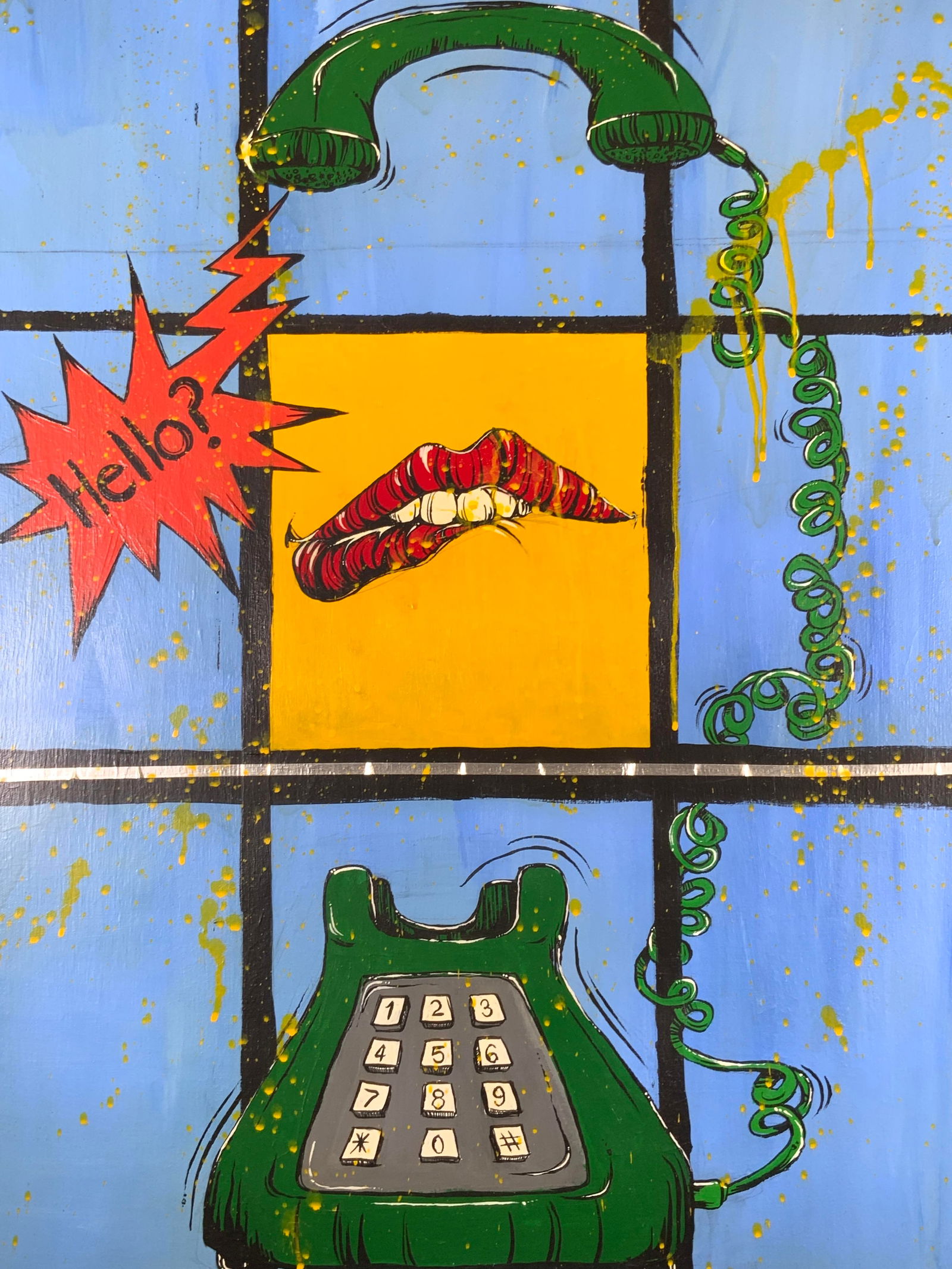 Alli Good Hello Pop Art Acrylic Painting (1 of 9)