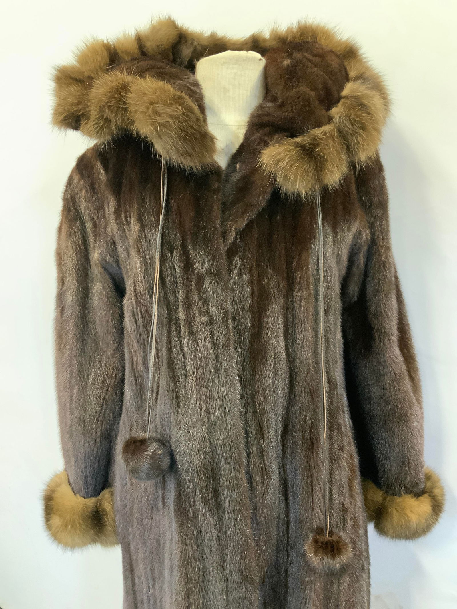 Konstantine Chocolate Mink Coat with Hood (1 of 14)
