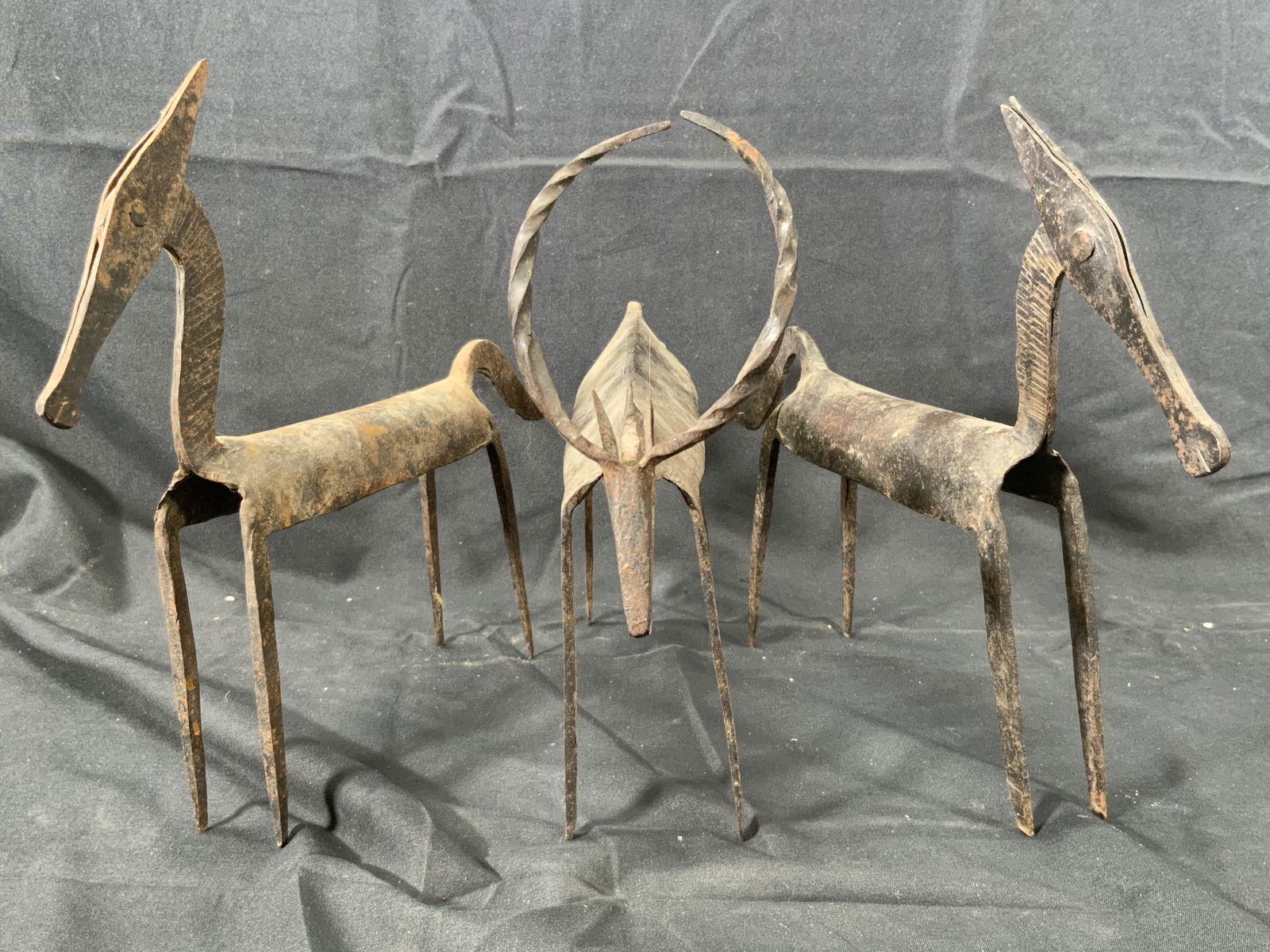 3 Lot Mid Century Brass Antelope Deer Figurals (1 of 7)