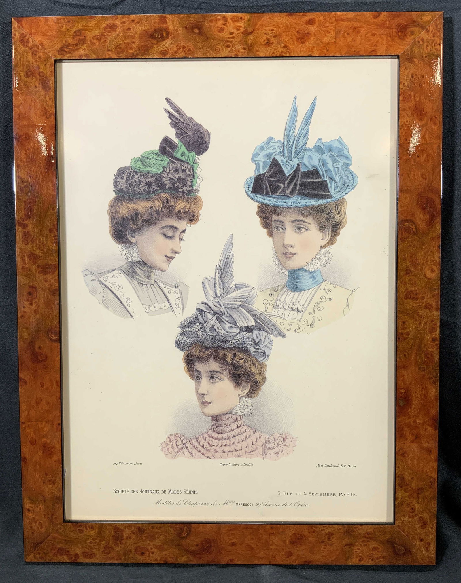 Paris Fashion Journal Hats Hand Colored Litho (1 of 10)