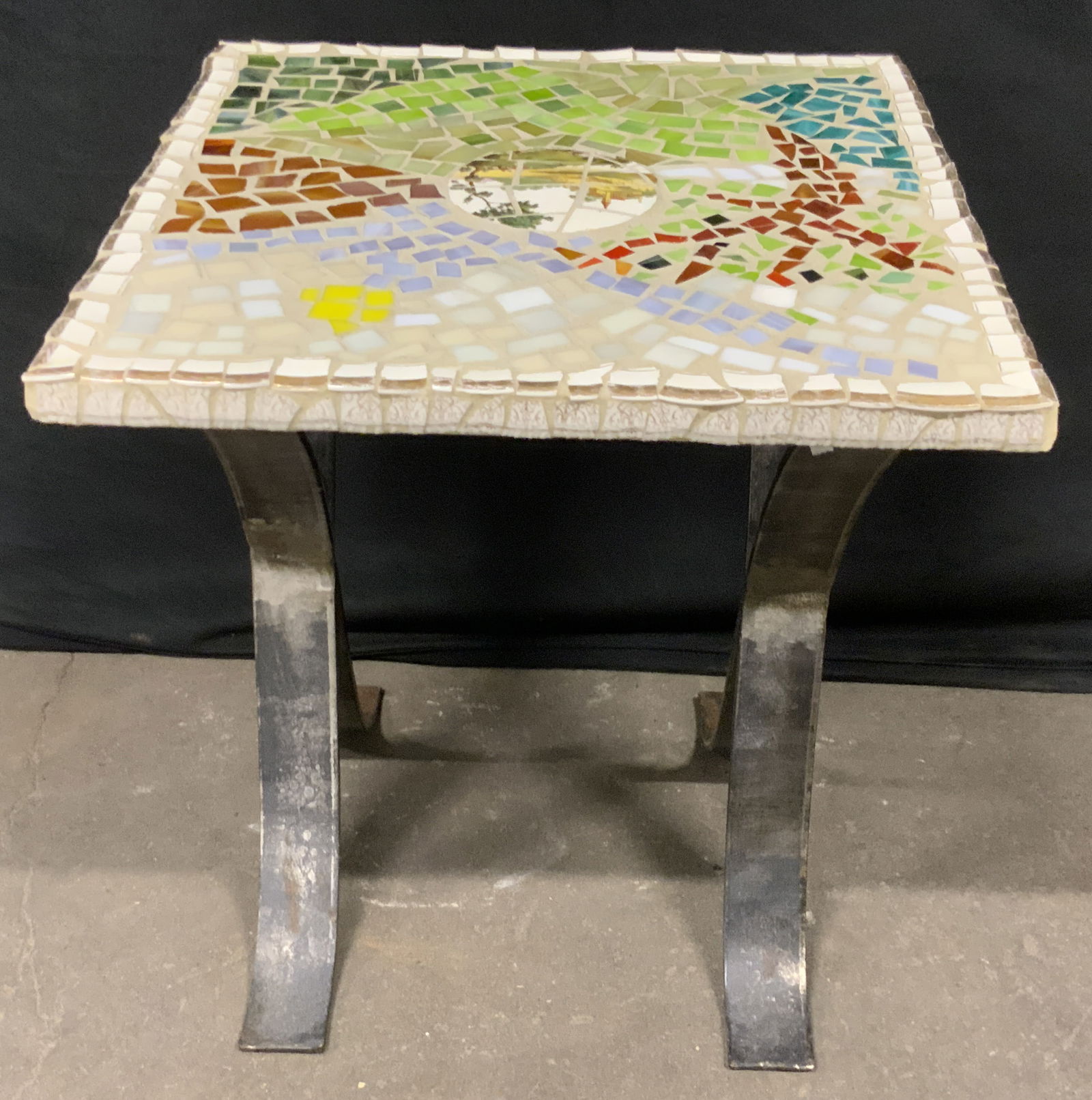 Handmade Tile Mosaic Side Table W/ Iron Base (1 of 14)