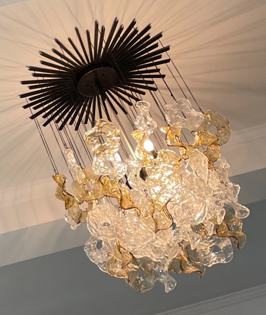 Modern Sunburst Hanging Art Glass Chandelier (1 of 10)