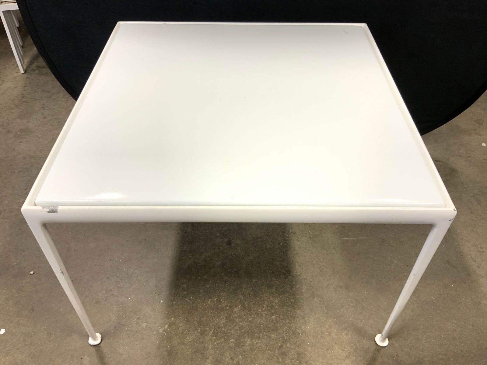 White Metal Outdoor Patio Dining Table (1 of 8)