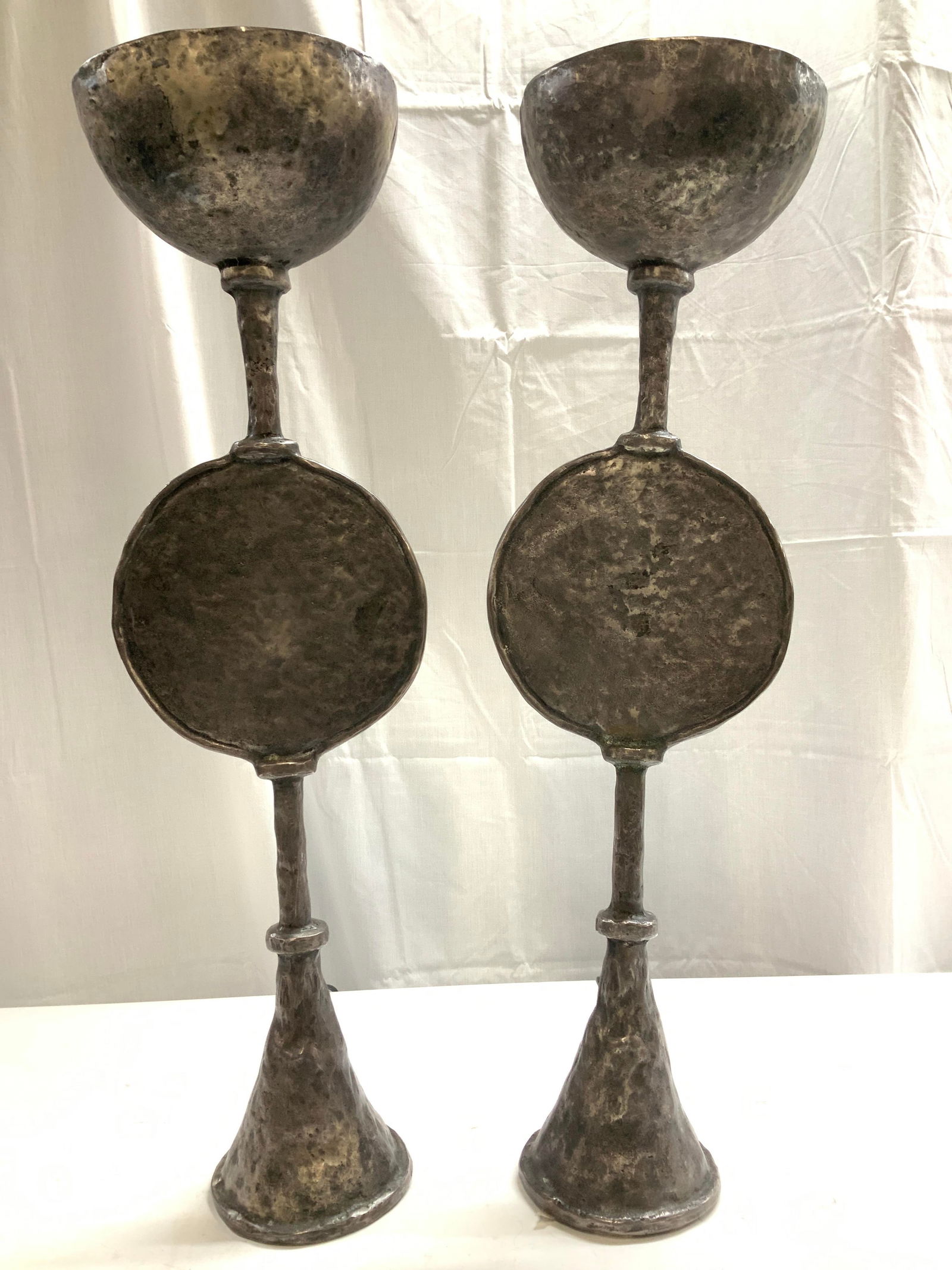 AL Signed Pair Wrought Iron Table Lamps (1 of 8)