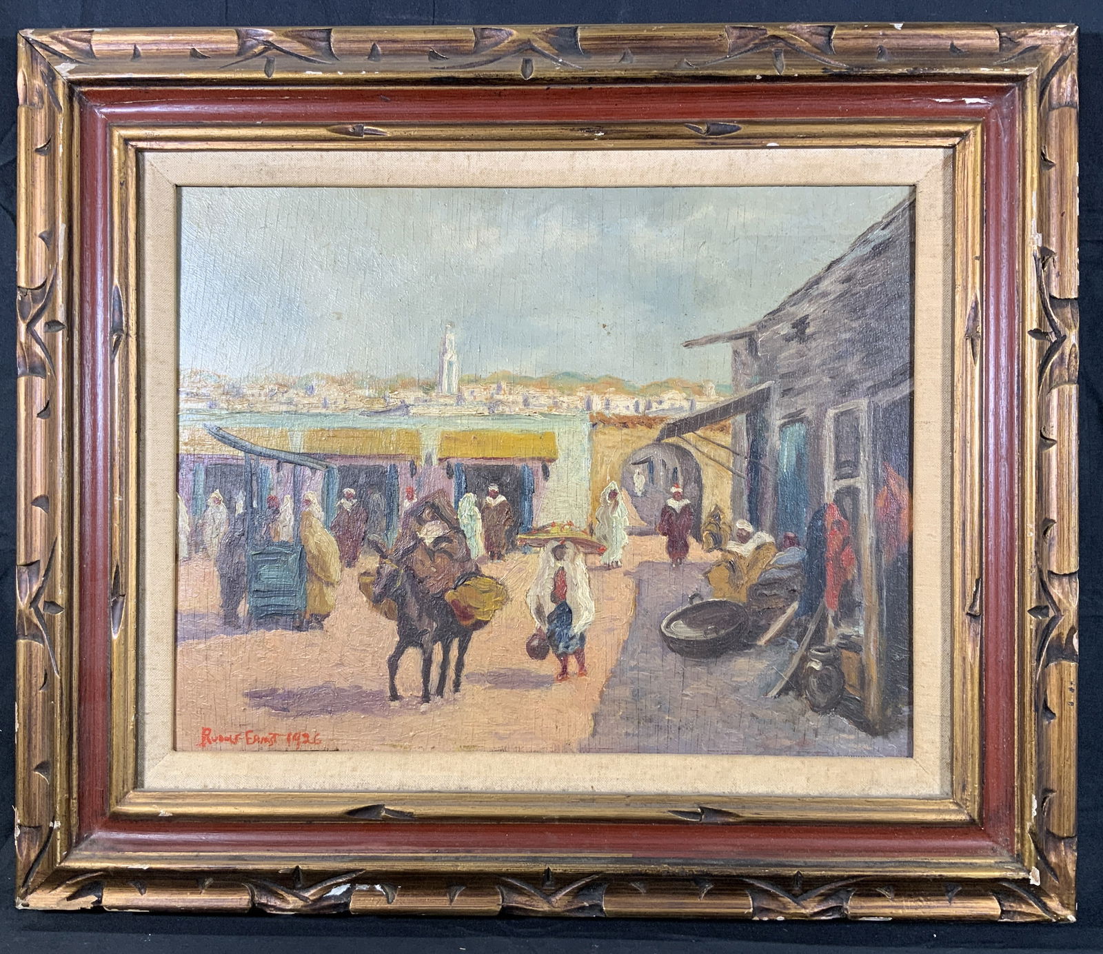 Signed & Framed 1926 City Square Oil Painting (1 of 12)