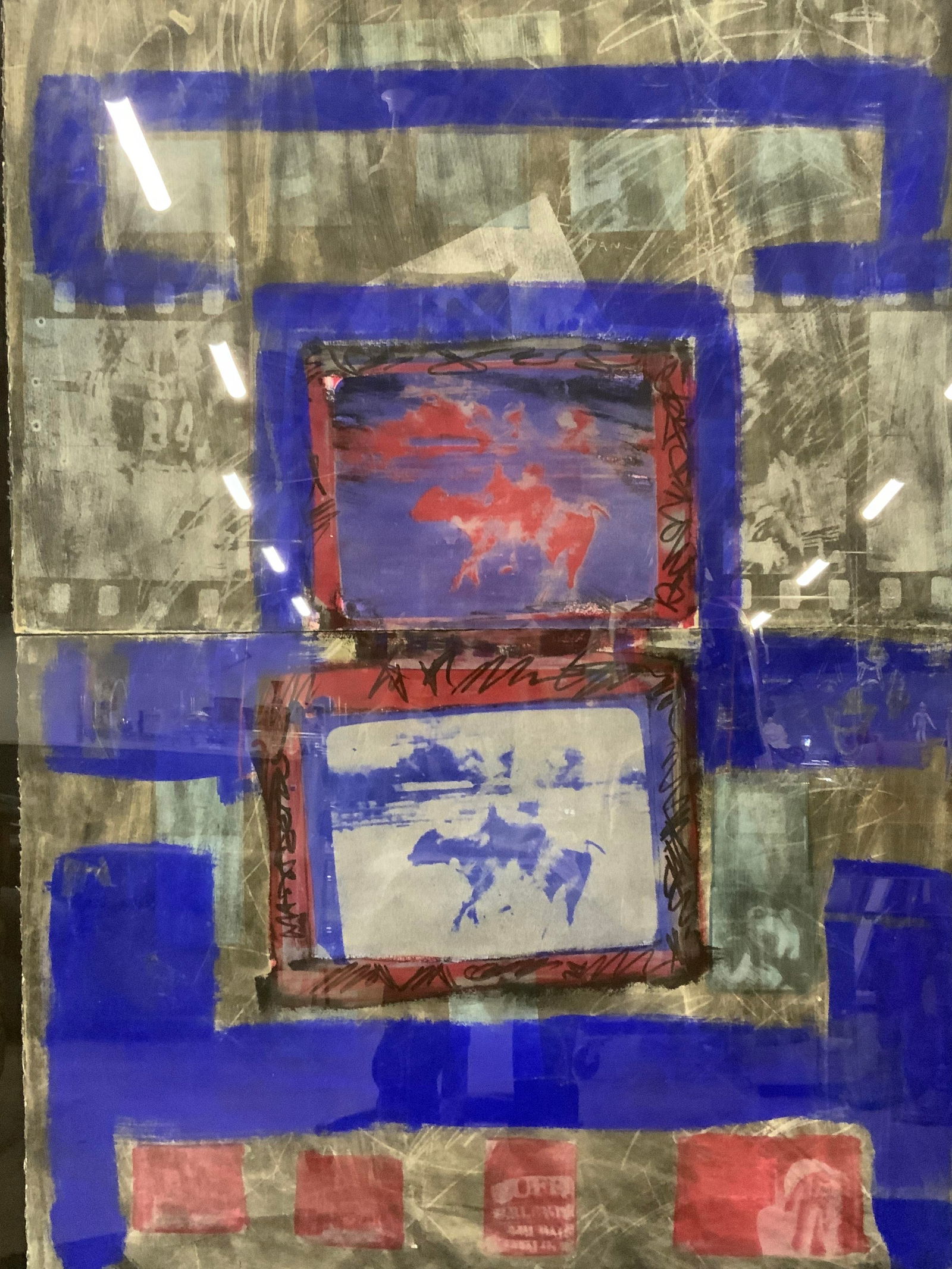 Two Lithographs Framed Bull Riding Negatives (1 of 11)