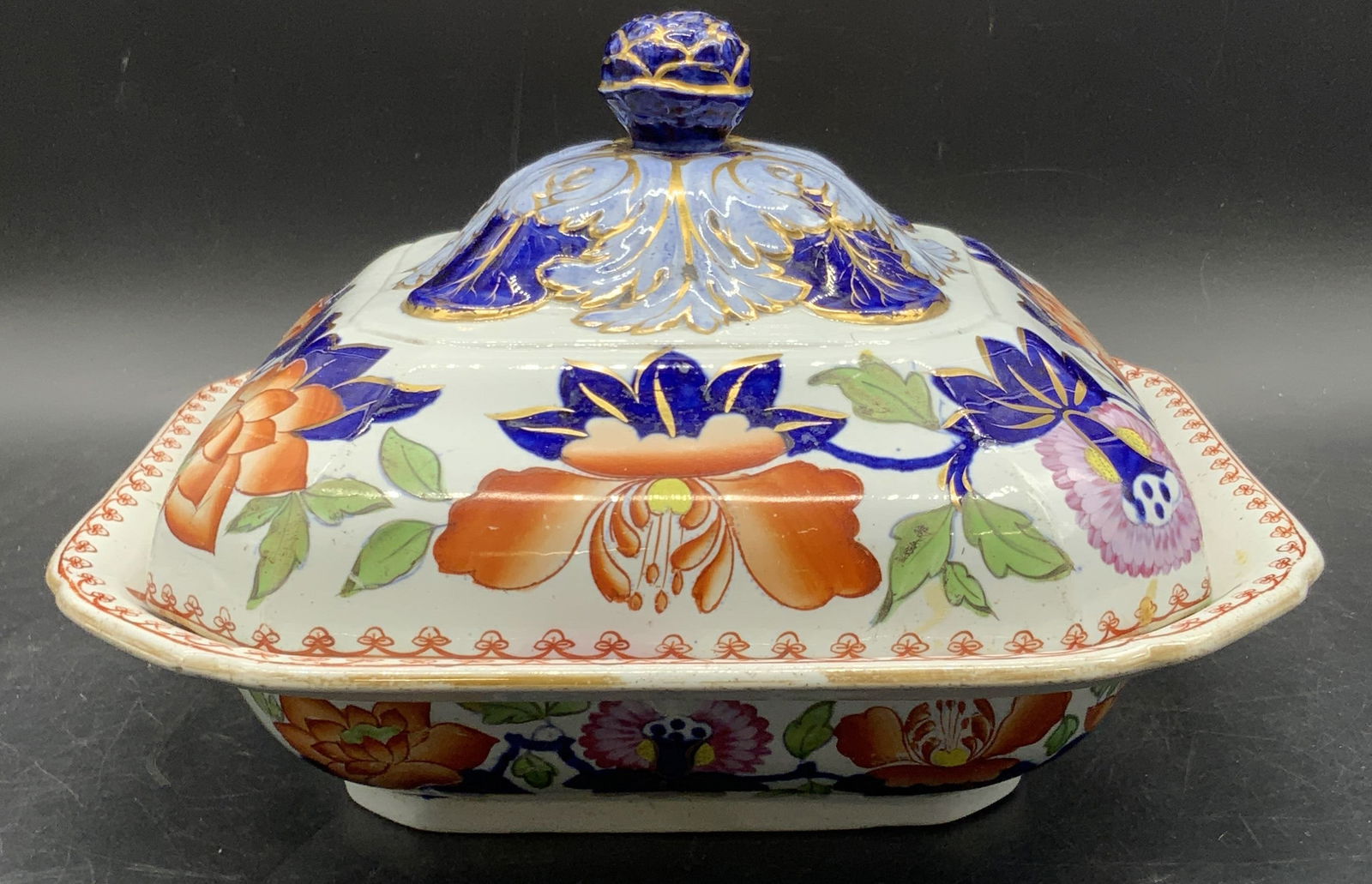 Antique Signed Ironstone Imari Painted Tureen, Lid (1 of 11)