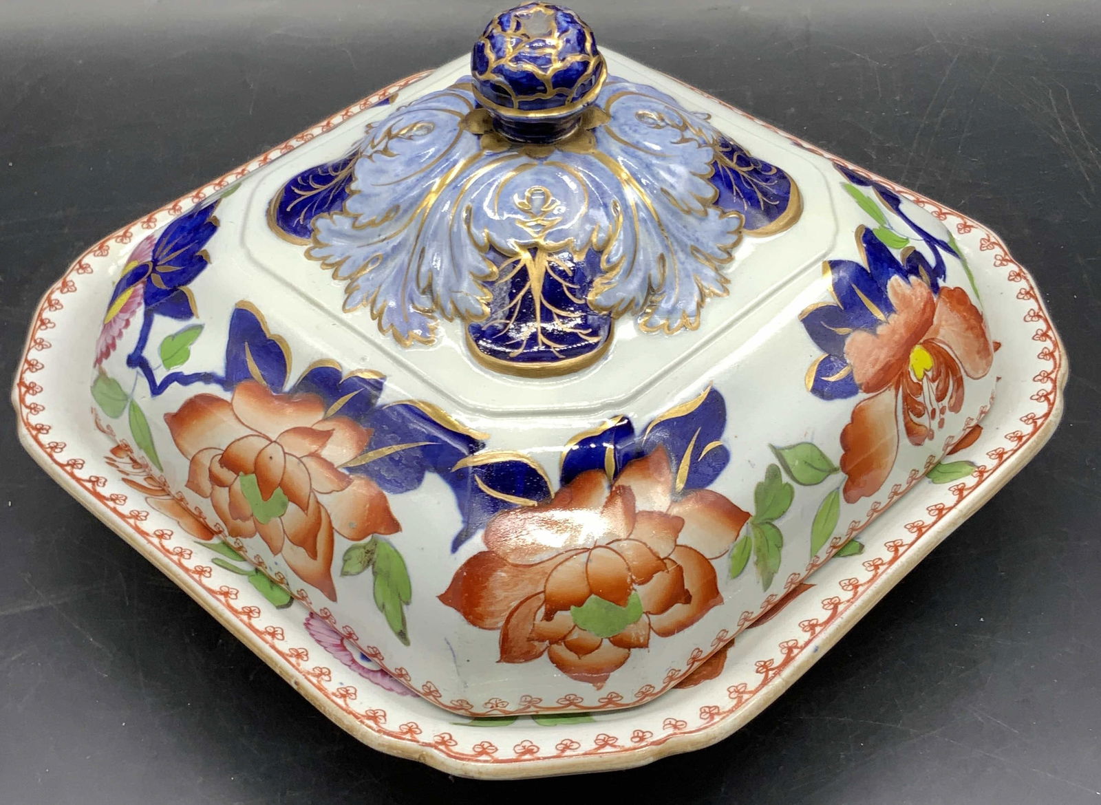 Antique Signed Ironstone Imari Painted Tureen, Lid (1 of 10)