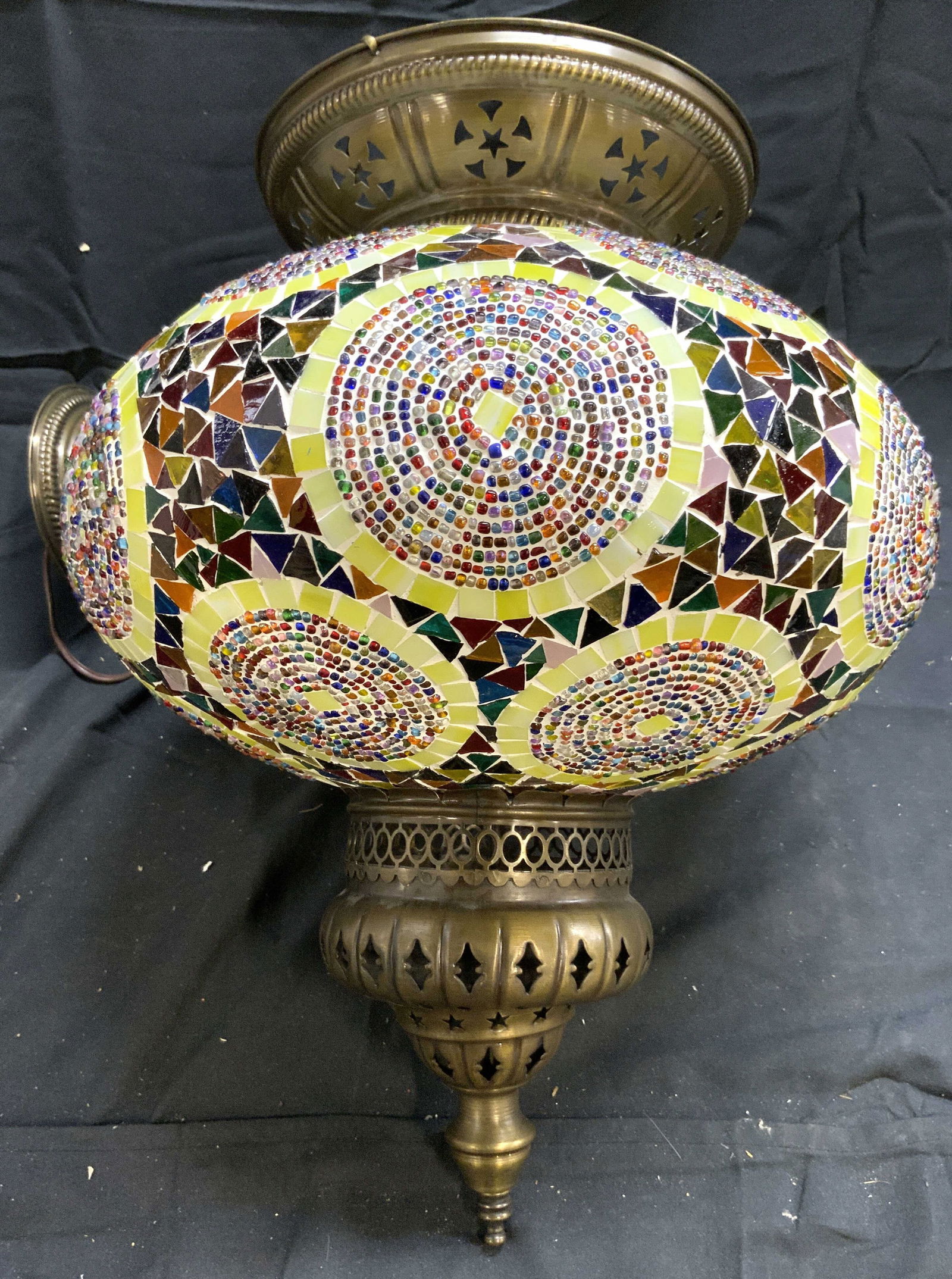 Vntg Turkish Moroccan Gls Mosaic Pendant Lamp (1 of 9)
