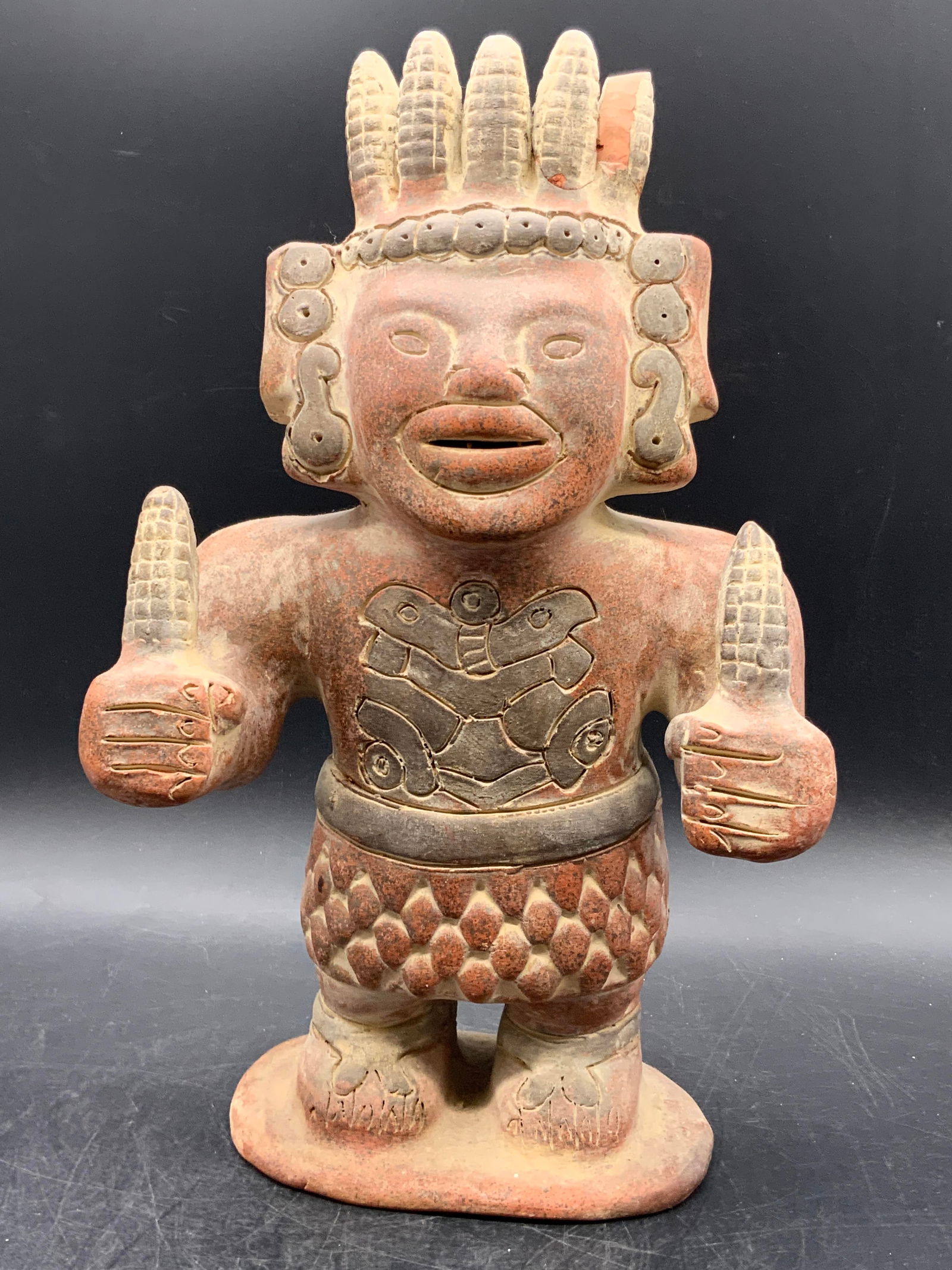 Vintage Aztec Style Pottery Figural Statue (1 of 9)