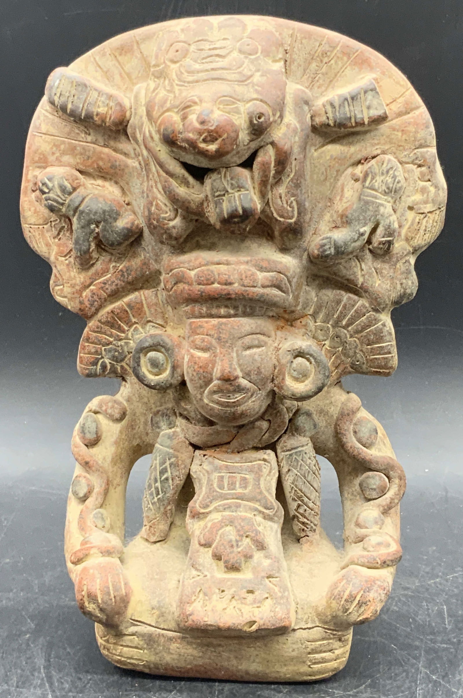 Vintage Aztec Style Pottery Figural Vessel, Mexico (1 of 11)