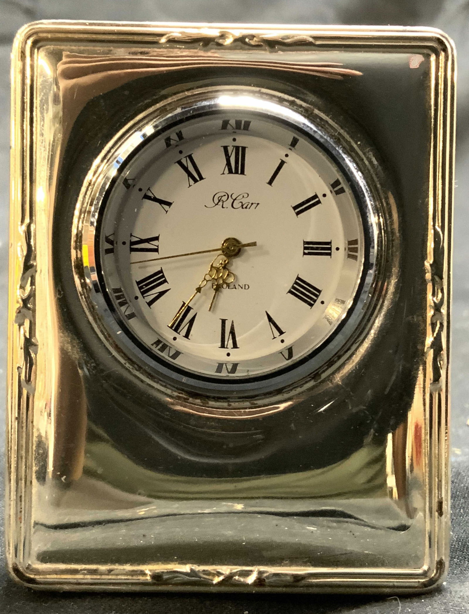 R CARR Sterling Silver Travel Alarm Clock ENGLAND (1 of 8)