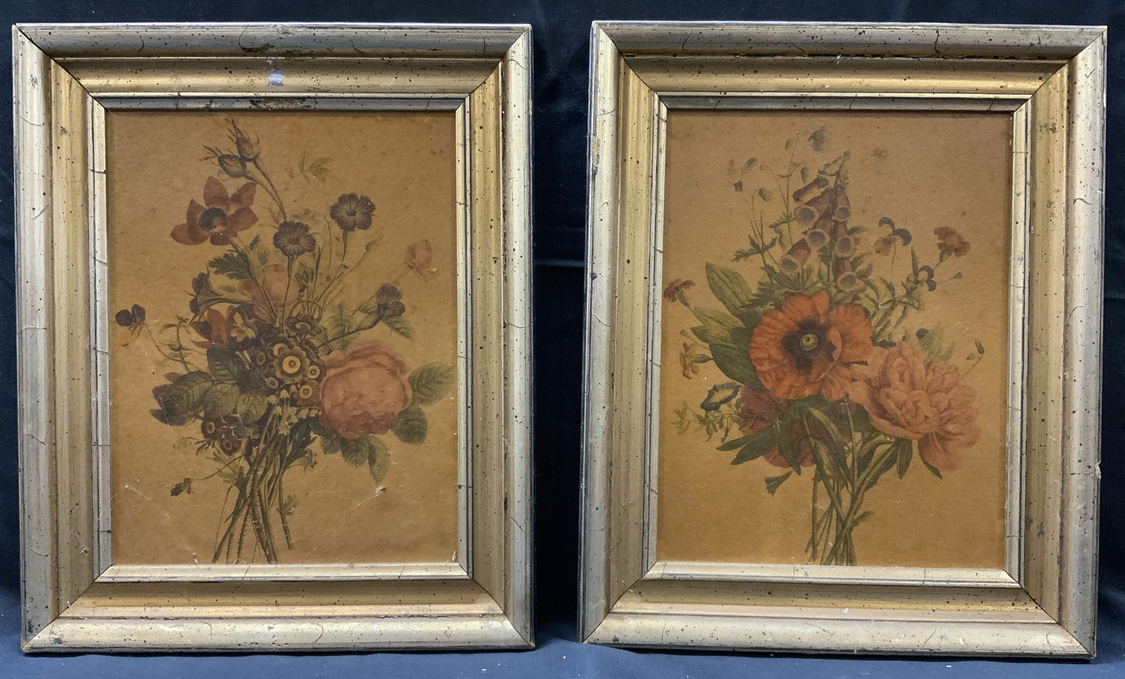 Set of Framed Vintage Floral Bouquet Lithographs (1 of 8)