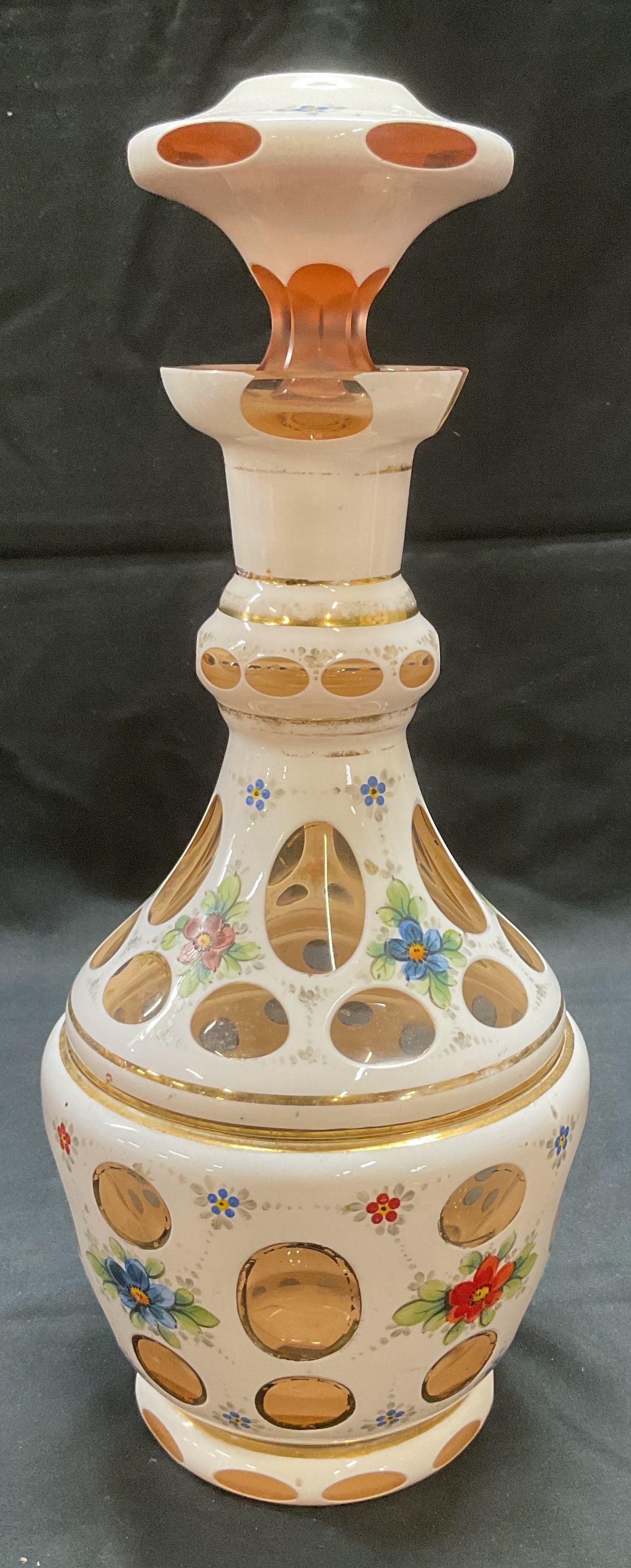 Hand Painted White Pale Pink Art Glass Decanter (1 of 7)