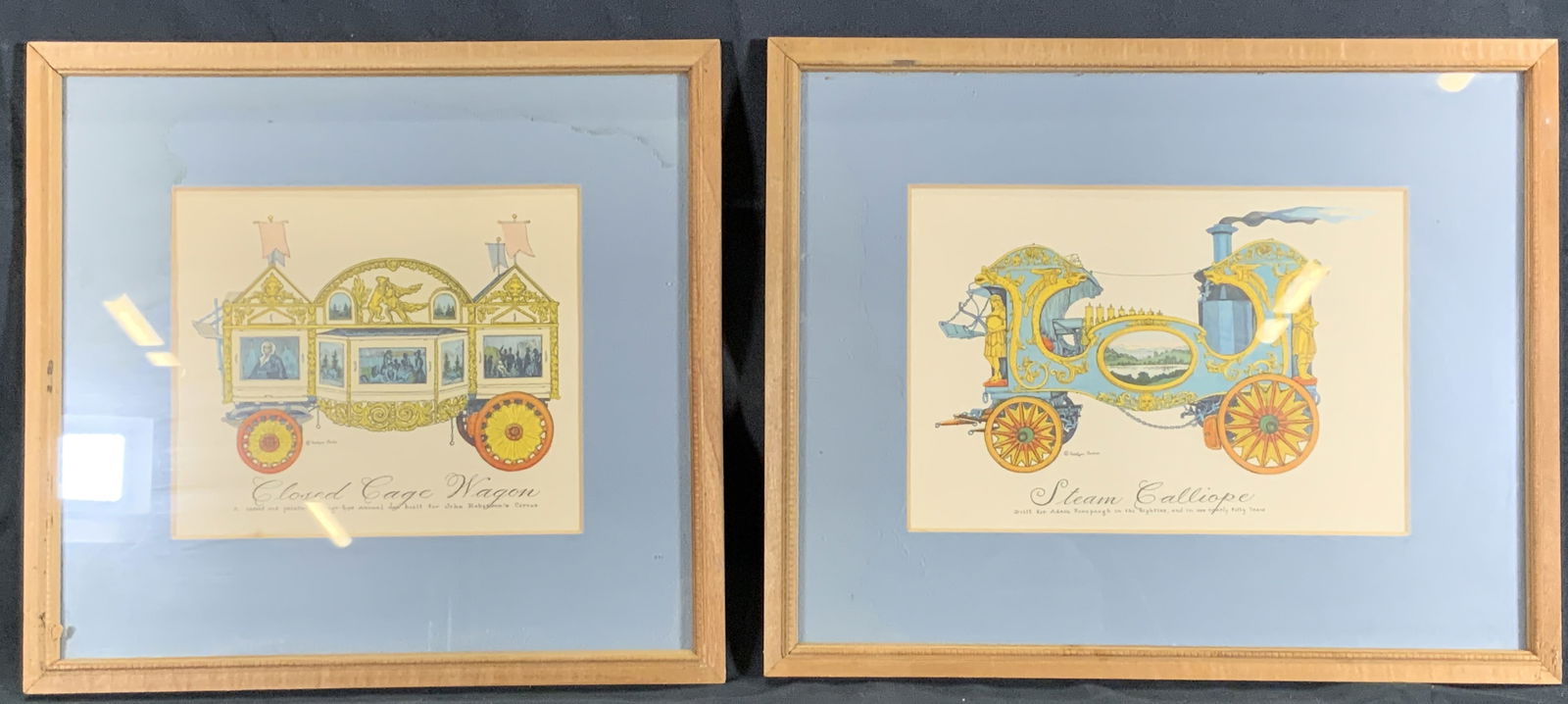Vntg Evelyn Curro Circus Parade Wagons Lithos (1 of 12)