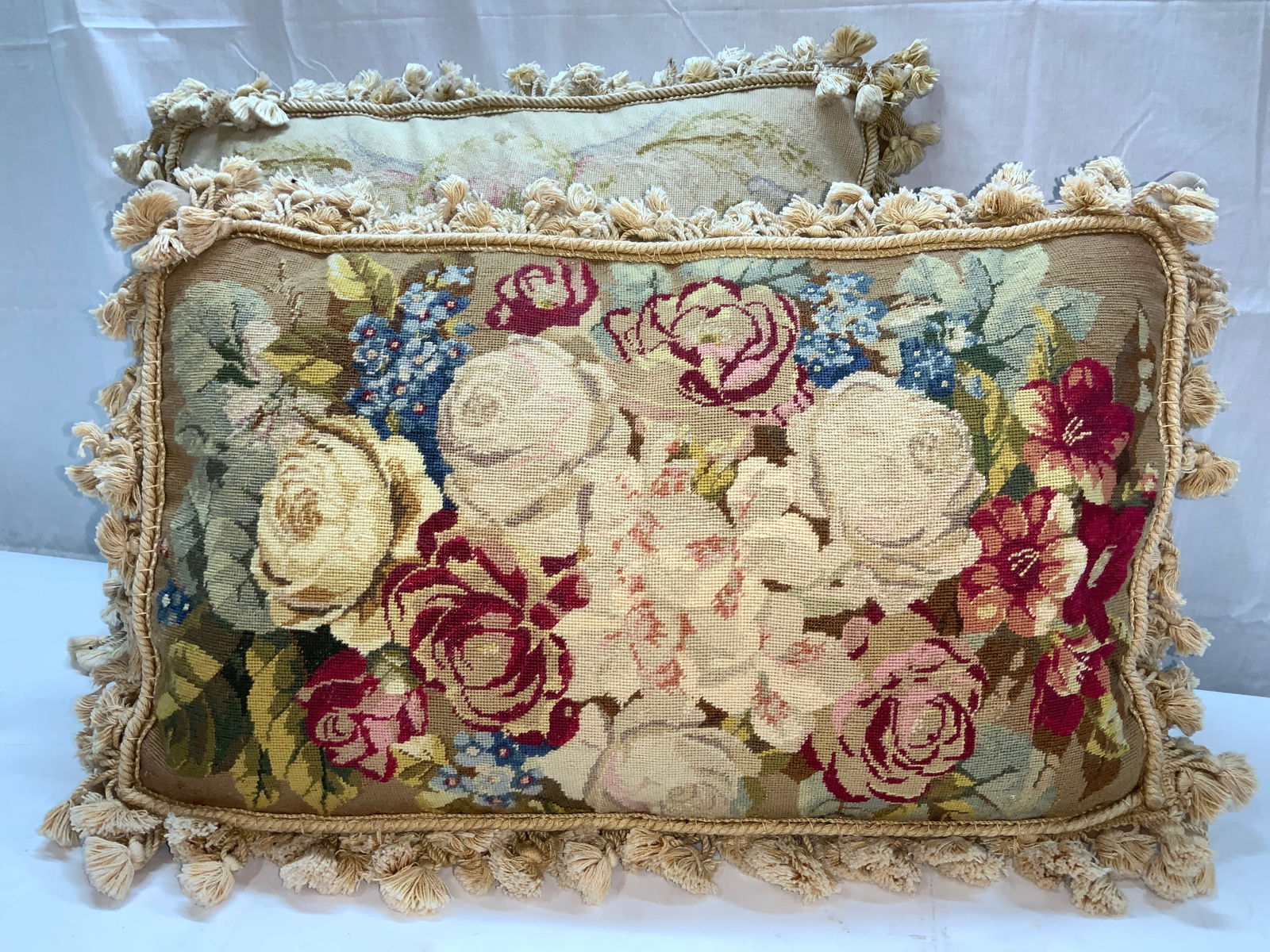 2 Handmade  Needlepoint Down Feather Pillows (1 of 11)