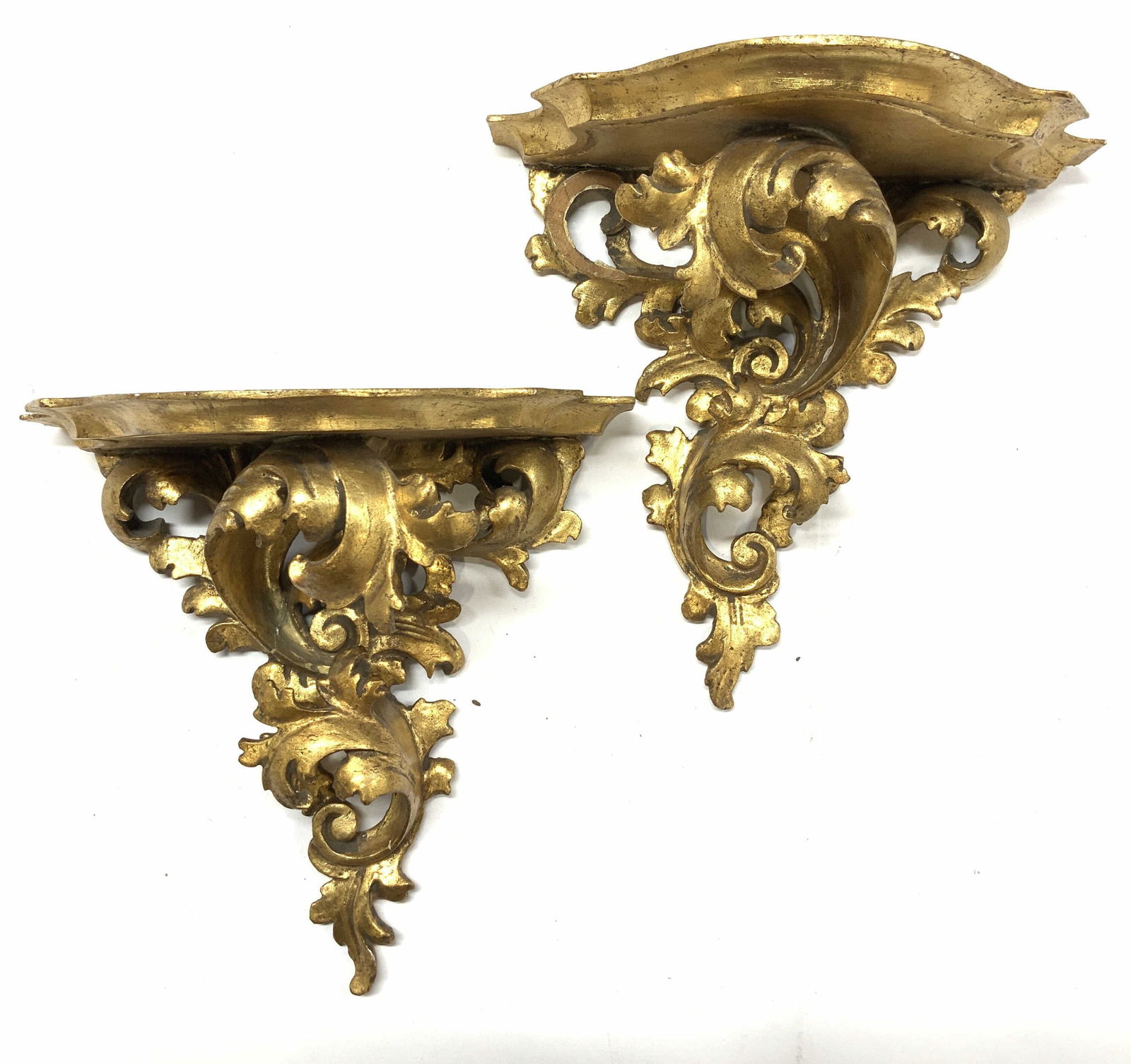 Pair Gilt Wood Sconce Shelves (1 of 6)