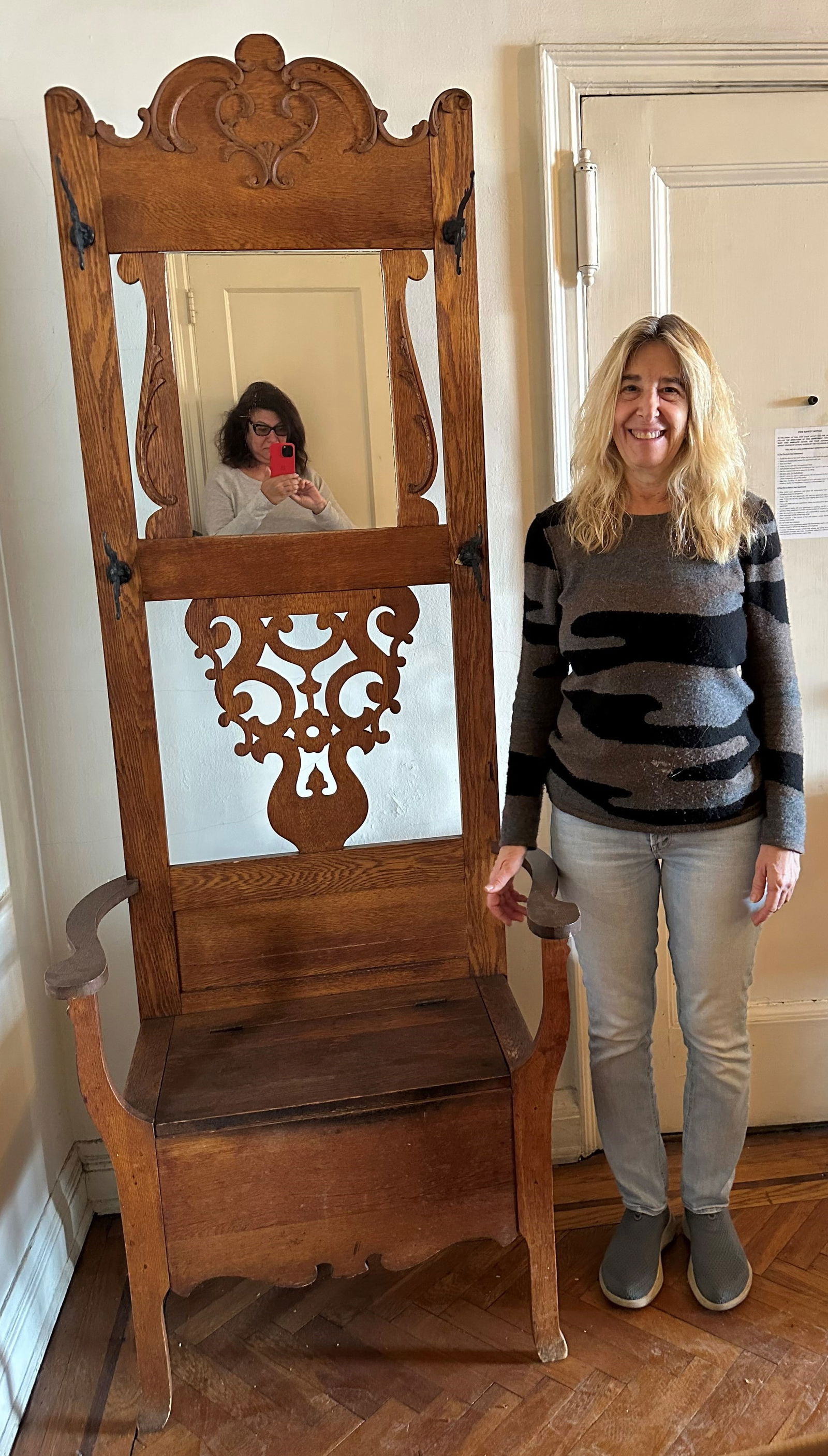 Antique Oak Hall stand with Lift Seat (1 of 16)