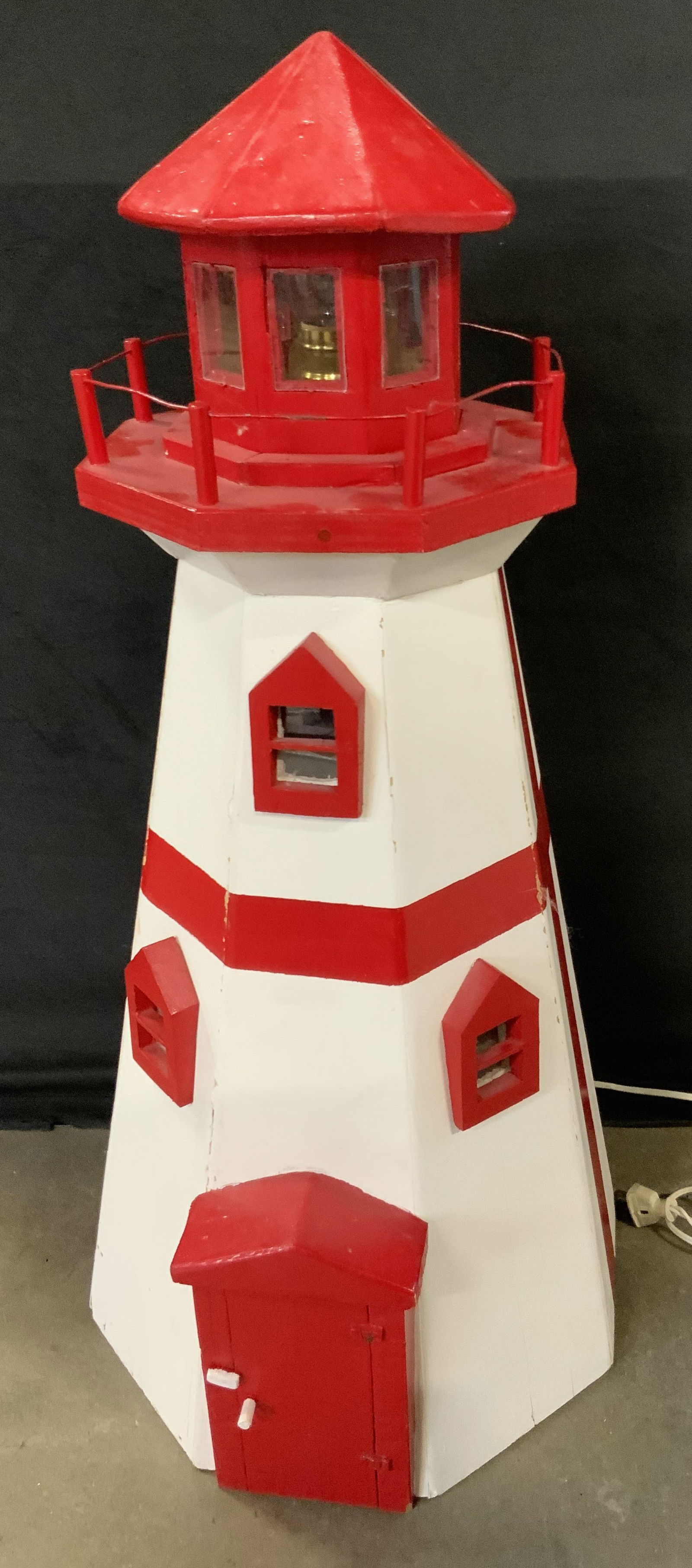 Folk Art Hand Painted Wooden Lighthouse Table Lamp (1 of 10)