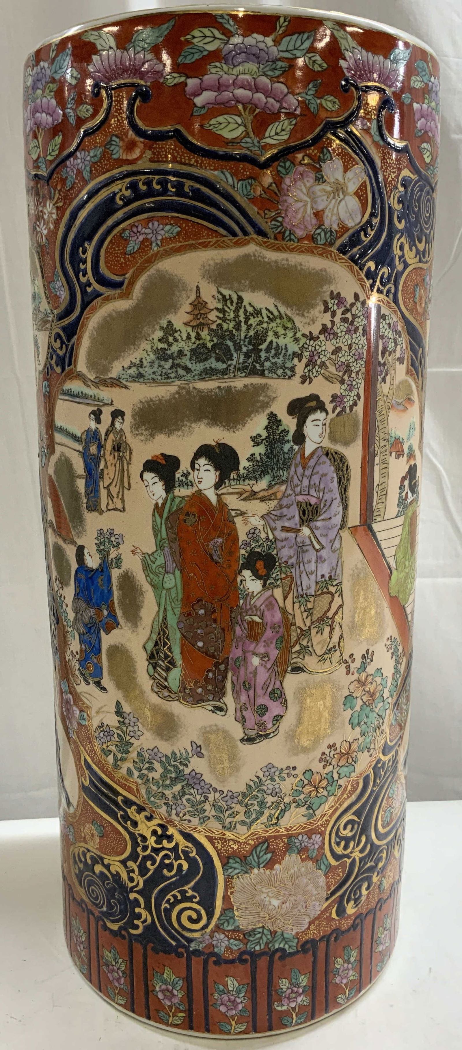 Vntg Hand Painted Asian Porcelain Umbrella Stand (1 of 13)