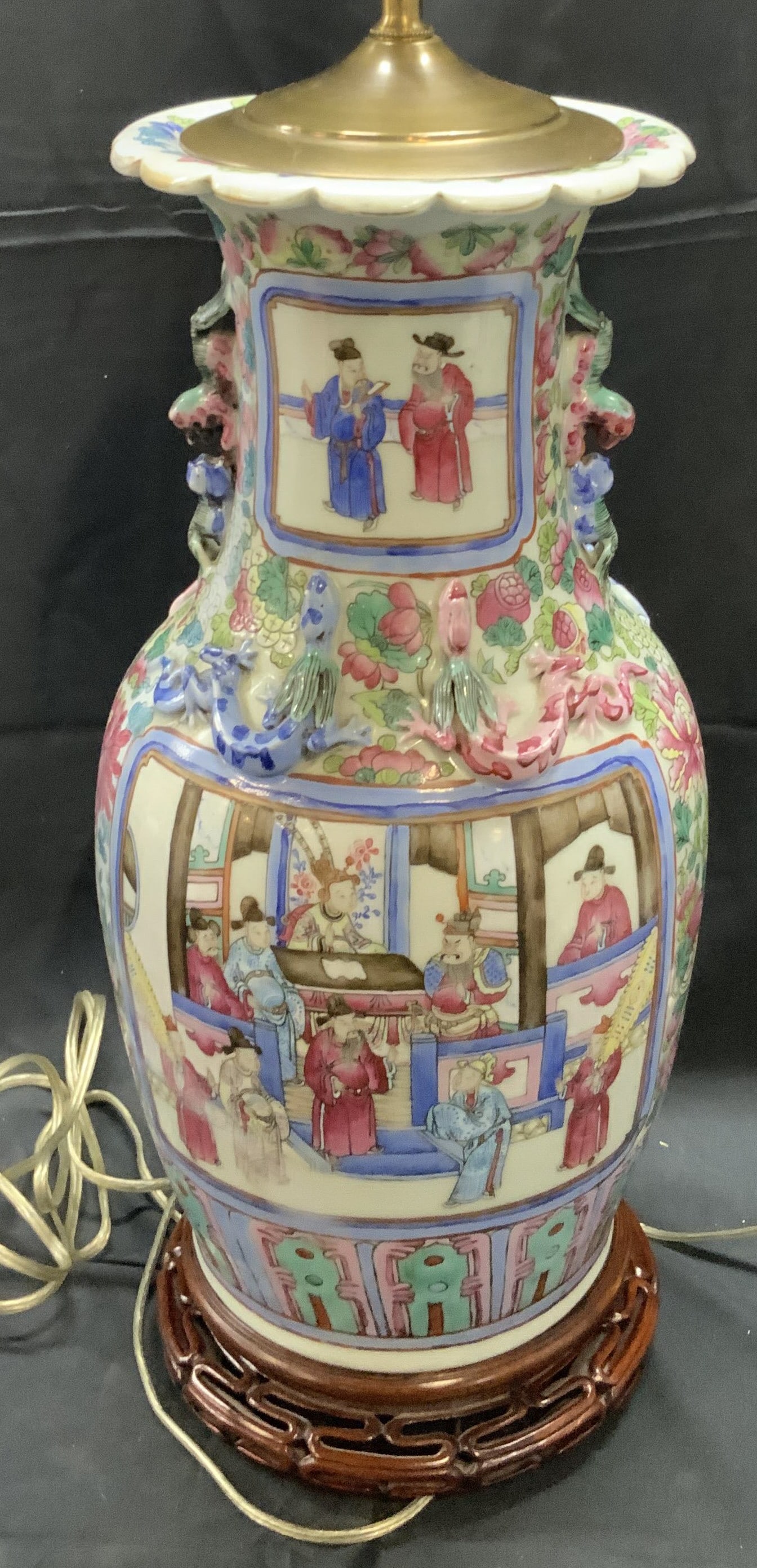 Antique Chinese Porcelain Famille Rose Vase Lamp (1 of 9)