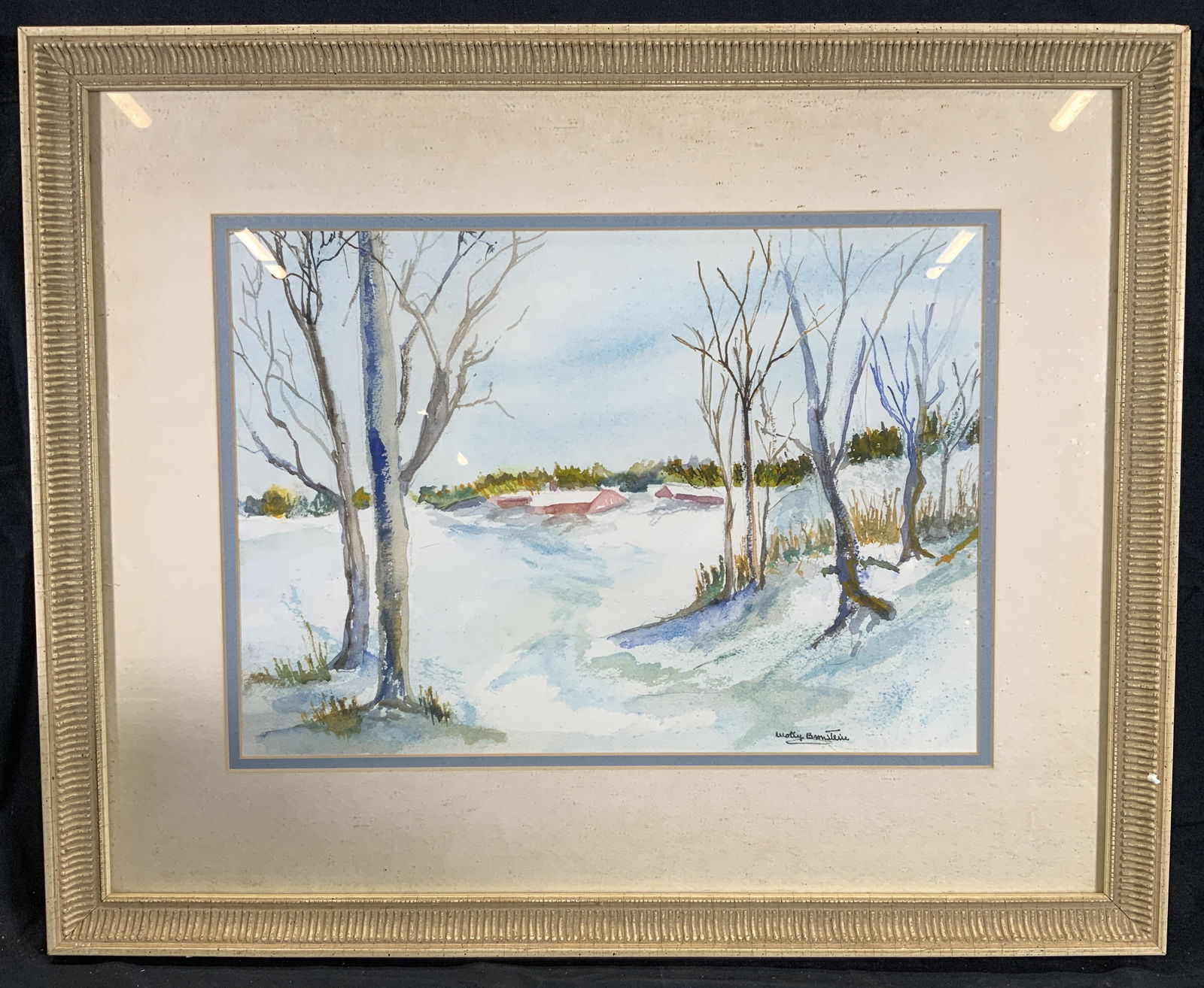 Signed & Framed Winter Foot Path Watercolor (1 of 9)