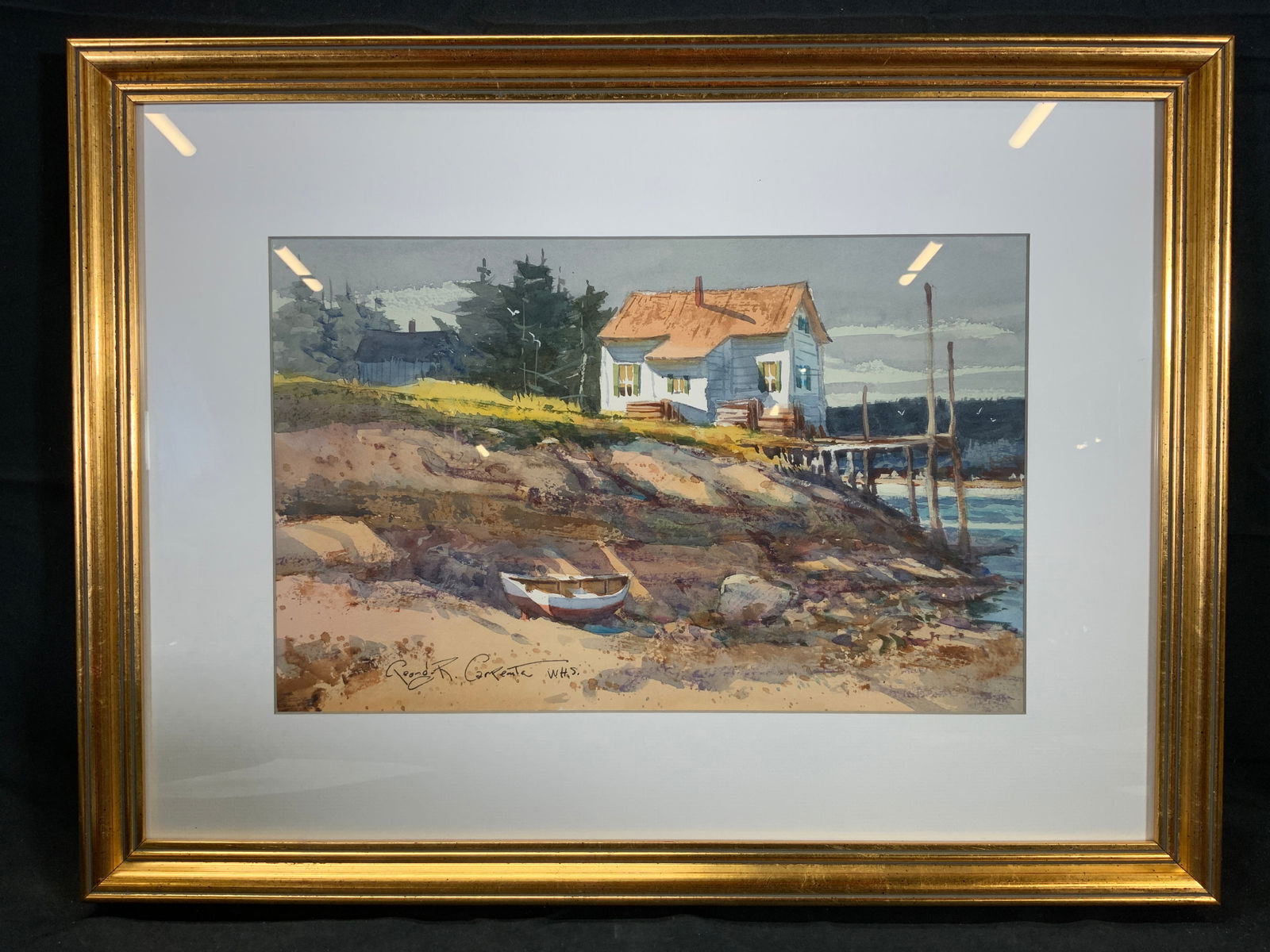 Signed George Carpenter House at Dock Watercolor (1 of 9)