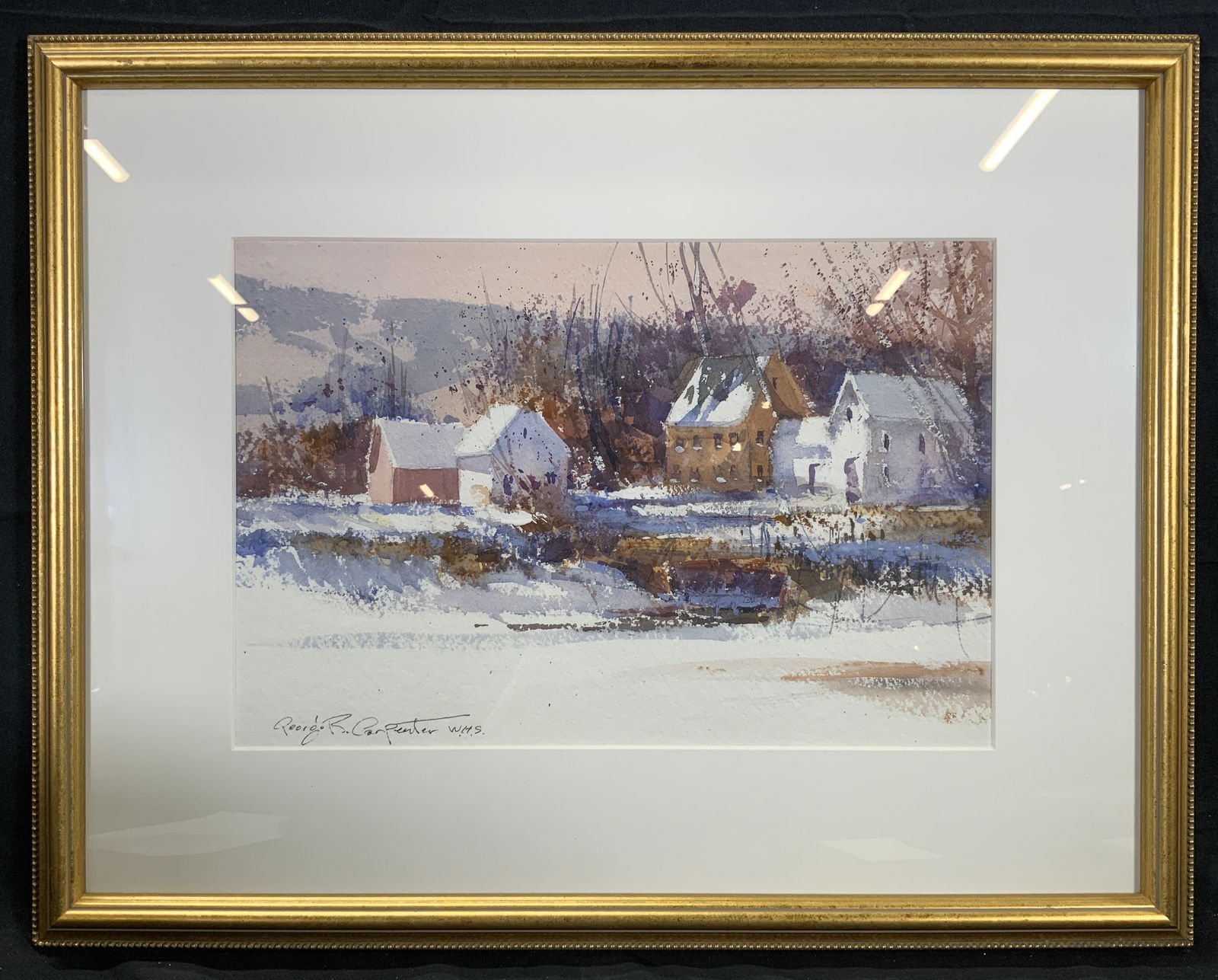 Signed George Carpenter Winter Country Watercolor (1 of 9)